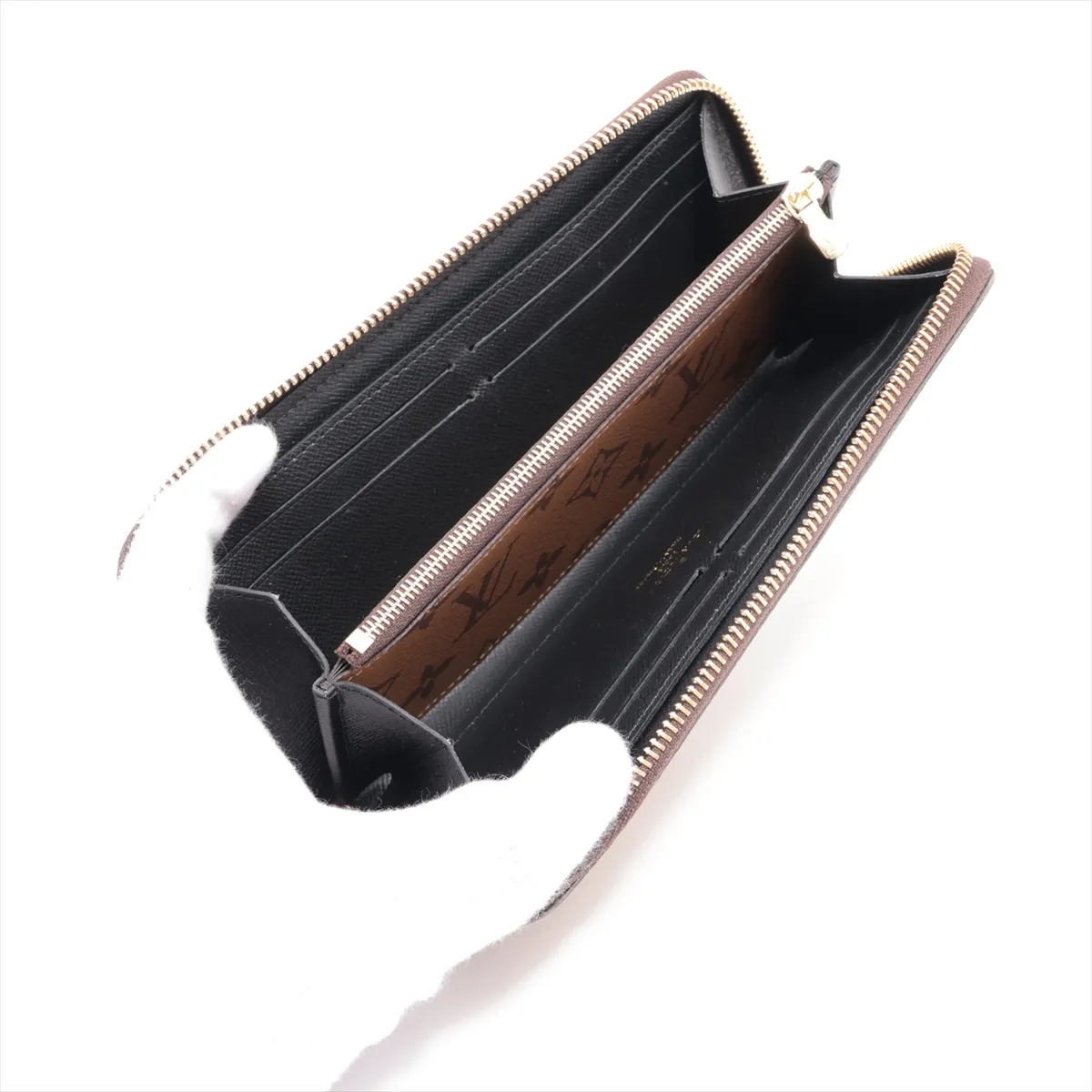 Monogram Reverse Portefeuille Clemence M82336 Brown Round Zip Wallet (RFID detected) — view 3