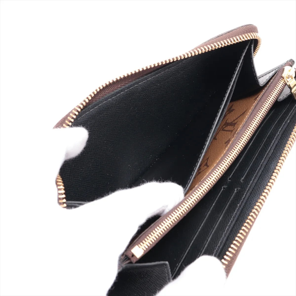 Monogram Reverse Portefeuille Clemence M82336 Brown Round Zip Wallet (RFID detected) — view 4