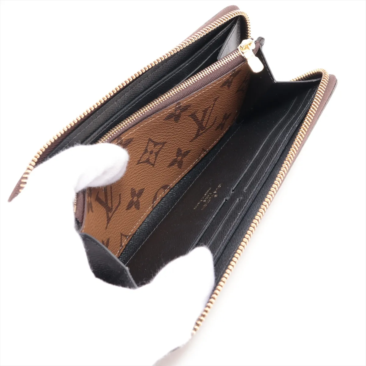 Monogram Reverse Portefeuille Clemence M82336 Brown Round Zip Wallet (RFID detected) — view 6