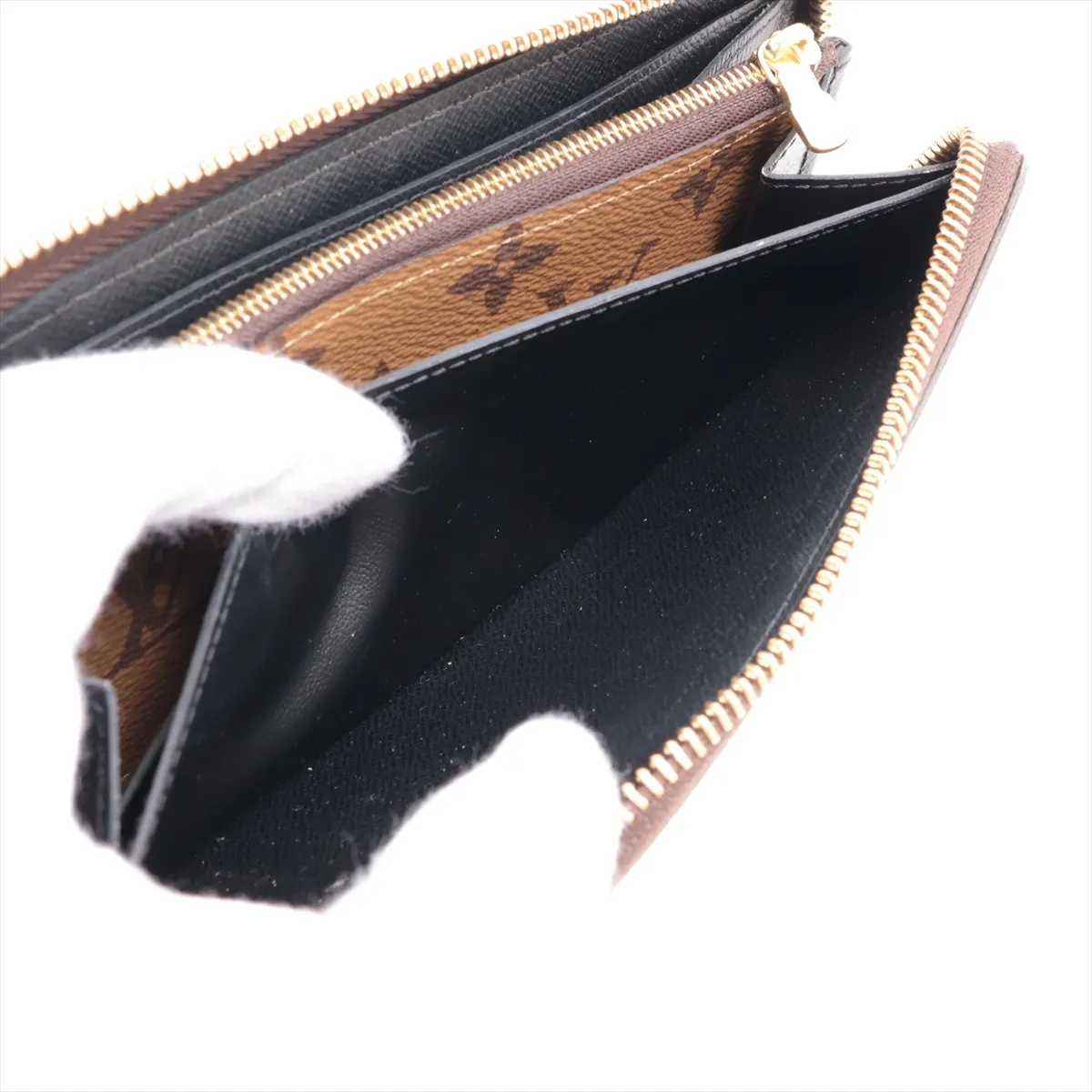 Monogram Reverse Portefeuille Clemence M82336 Brown Round Zip Wallet (RFID detected) — view 7