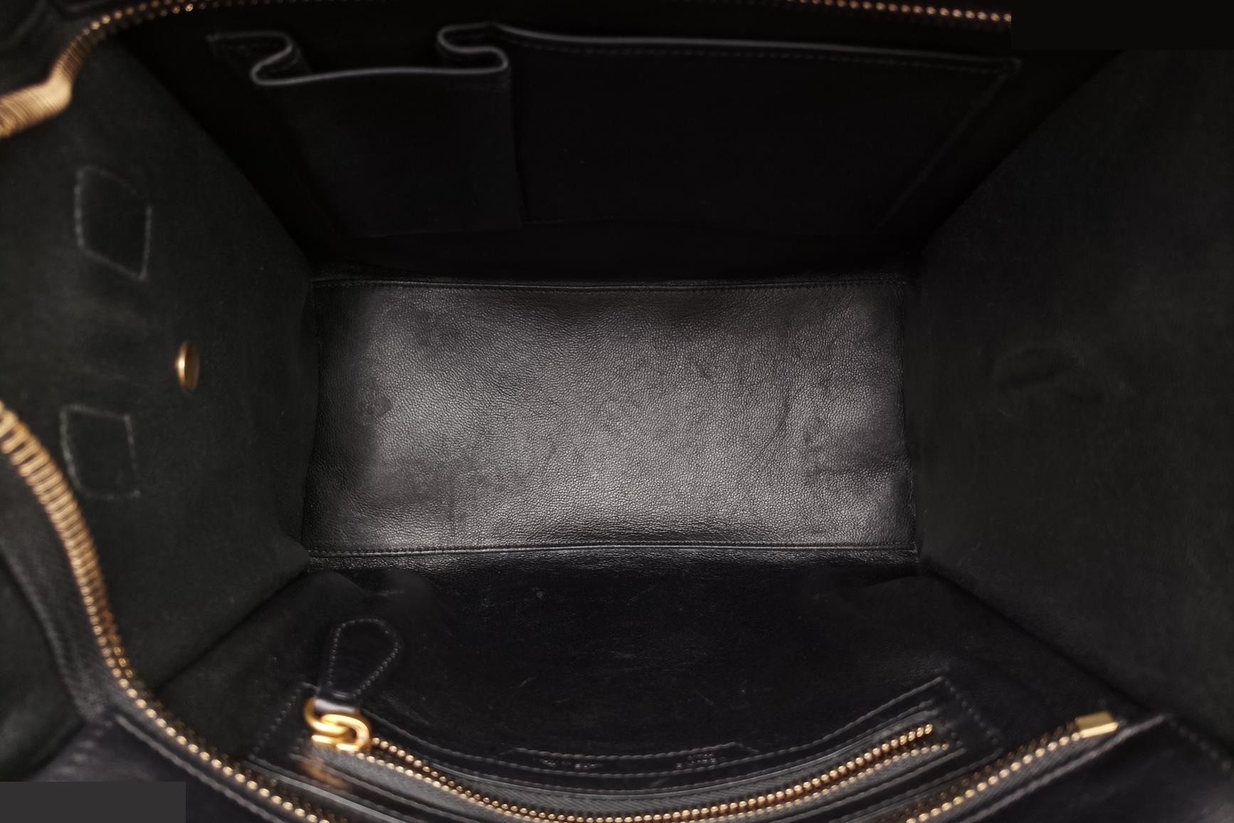 Luggage Micro Shopper, Leather x Calf Hair, Black x Yellow x Blue — view 6