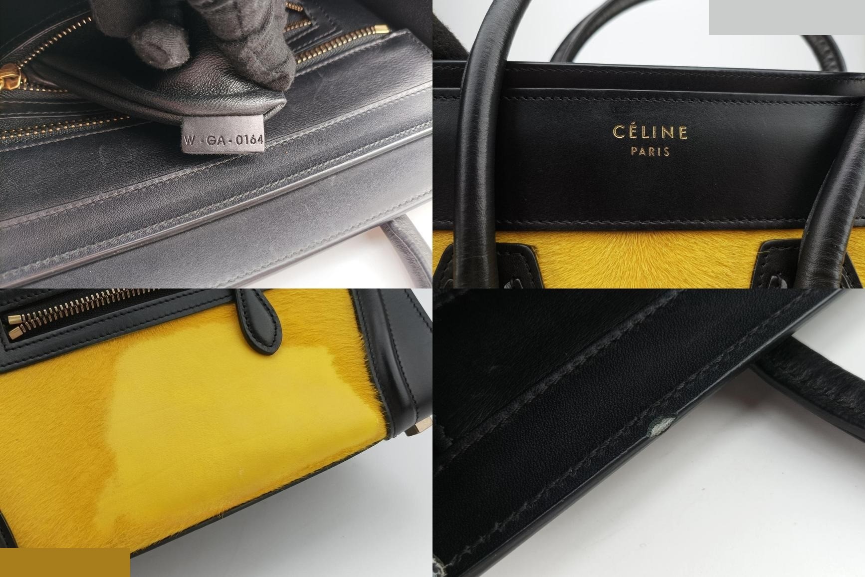 Luggage Micro Shopper, Leather x Calf Hair, Black x Yellow x Blue — view 8