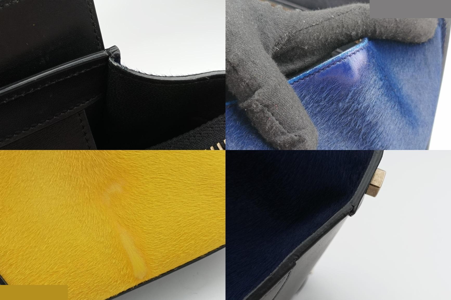 Luggage Micro Shopper, Leather x Calf Hair, Black x Yellow x Blue — view 9