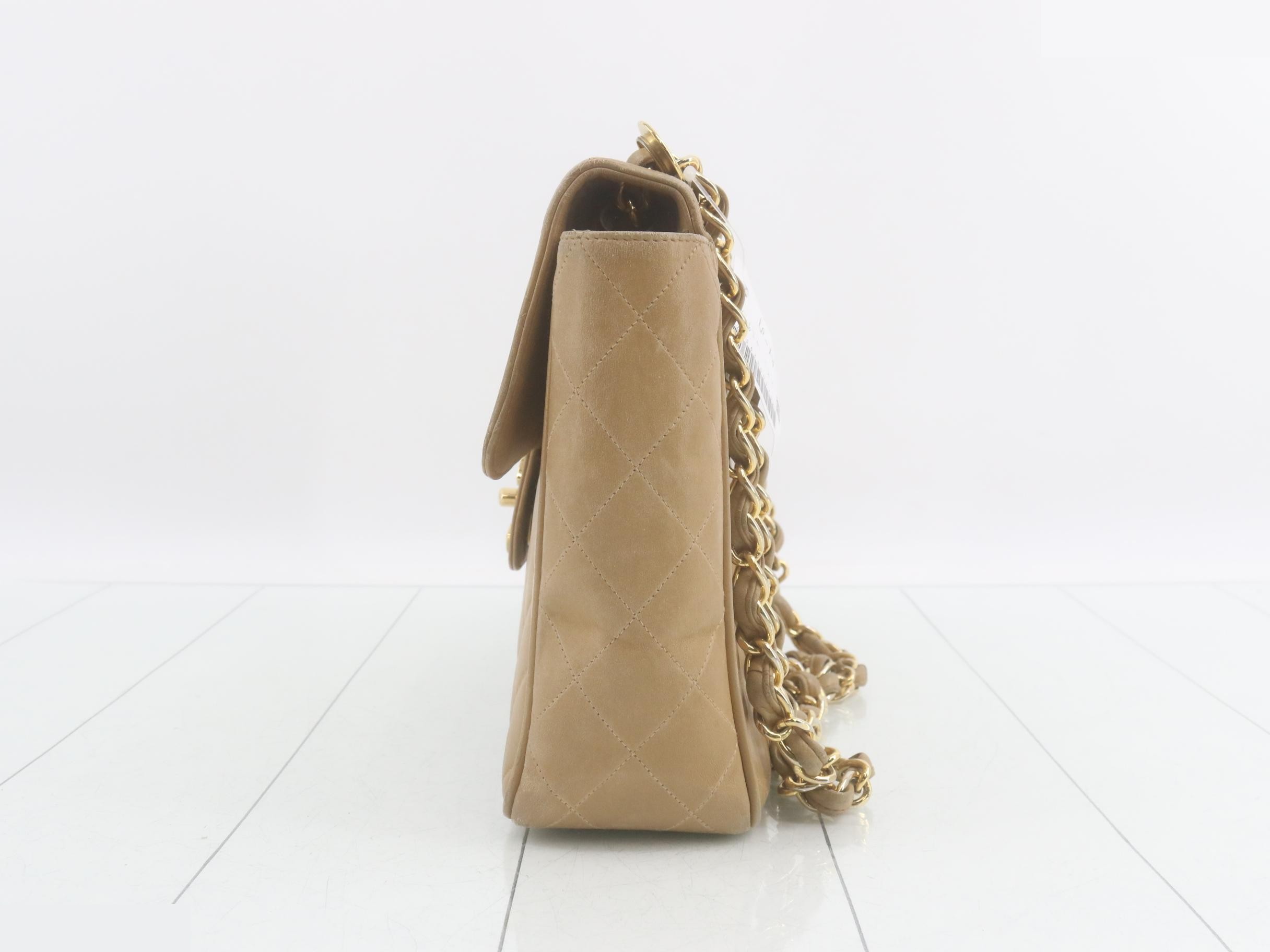 Leather Coco Mark Chain Shoulder Bag, Beige — view 3