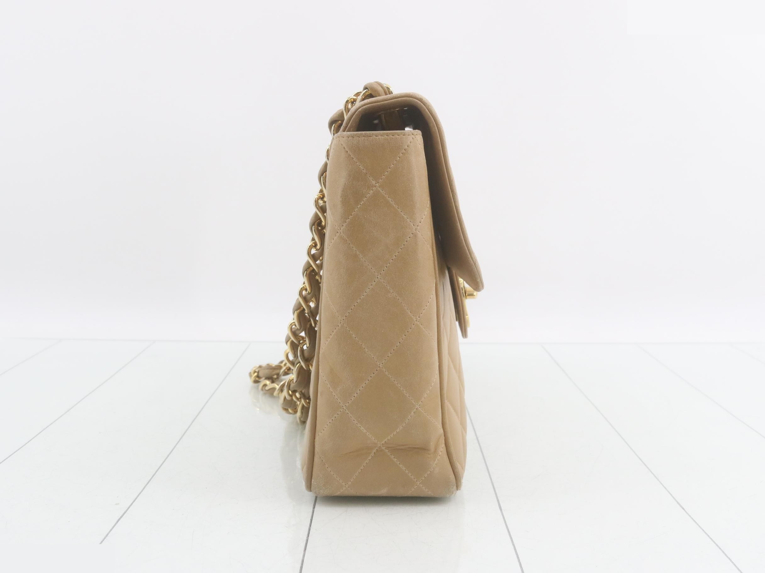 Leather Coco Mark Chain Shoulder Bag, Beige — view 4