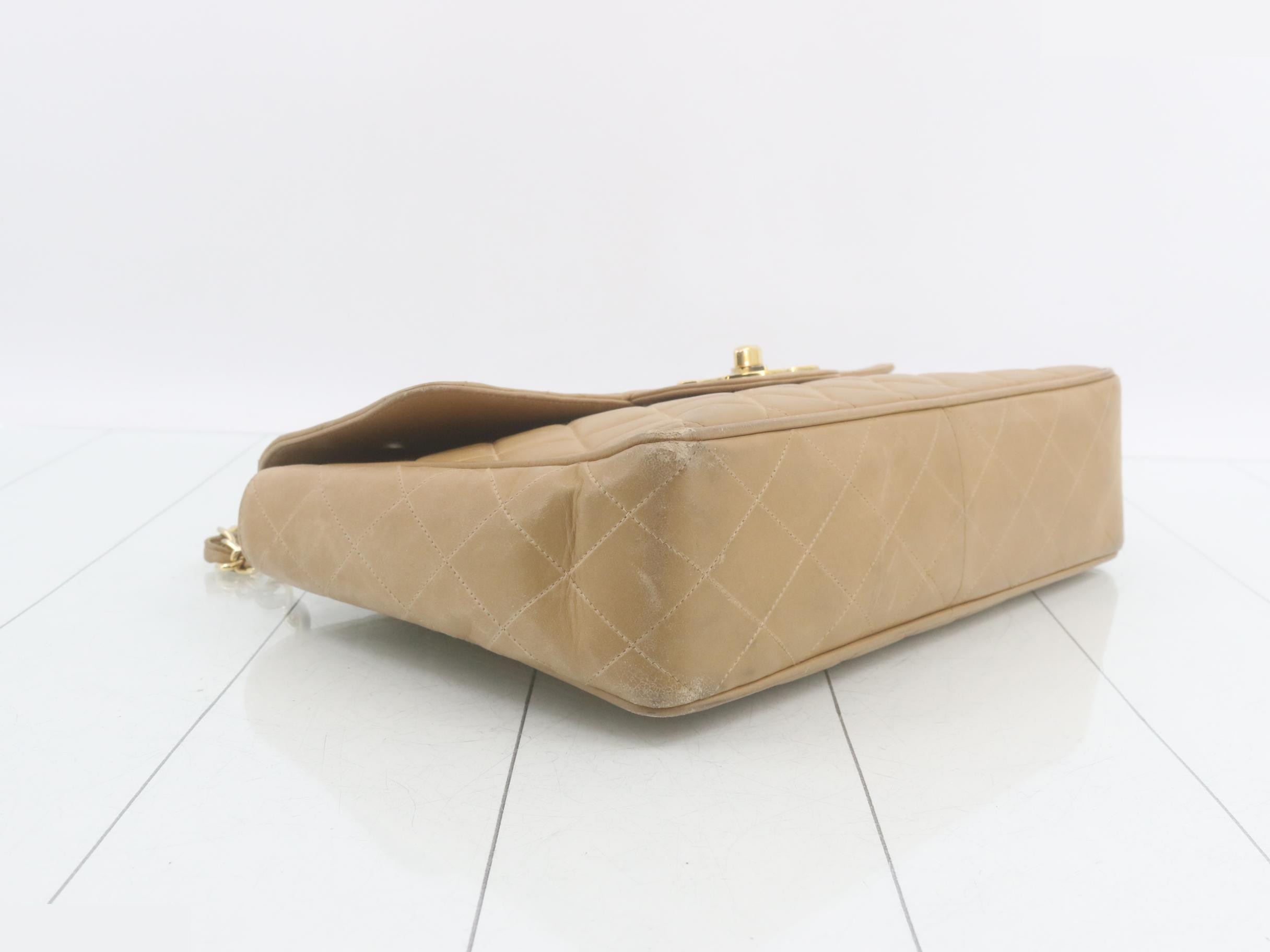 Leather Coco Mark Chain Shoulder Bag, Beige — view 5