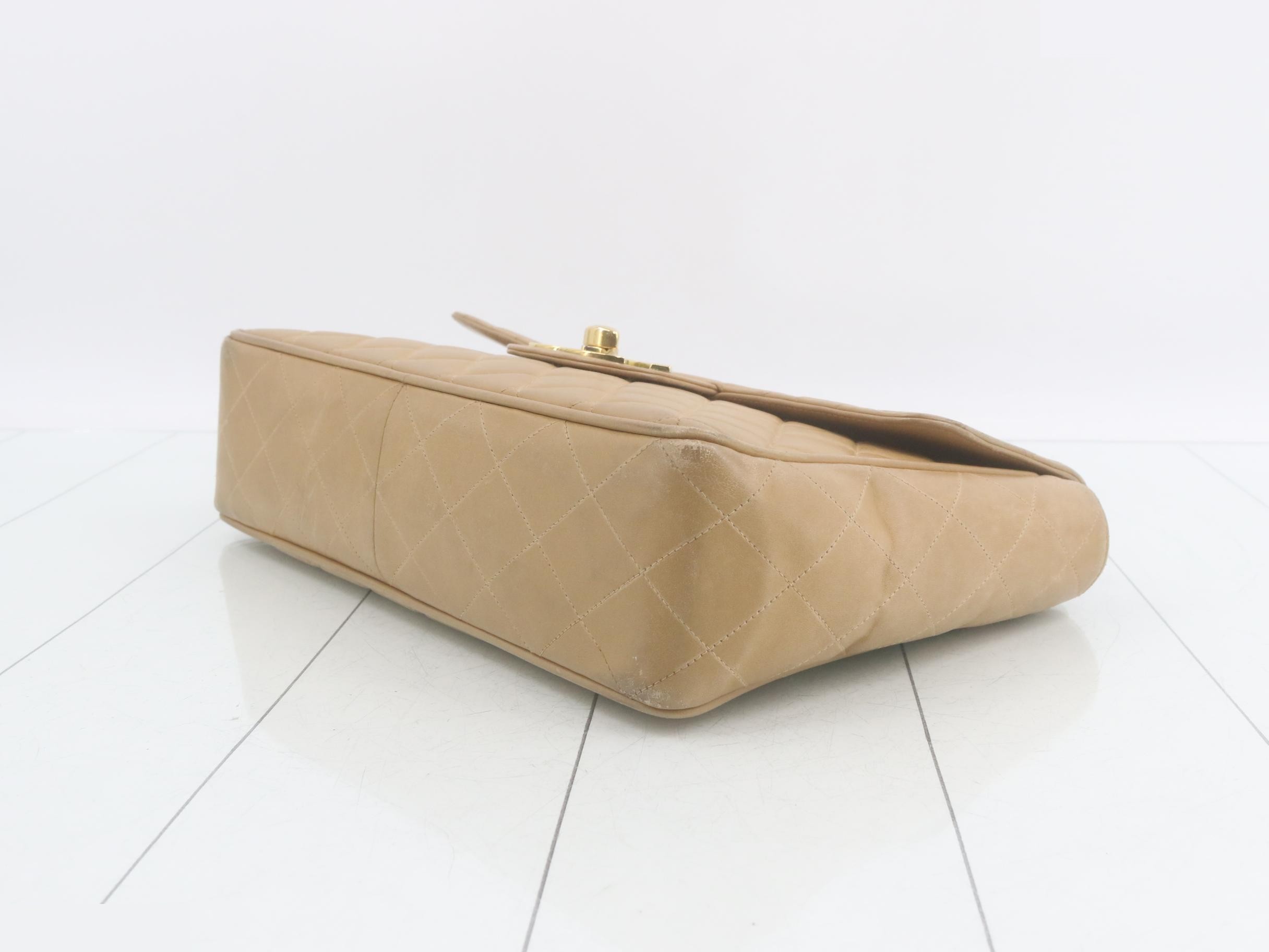 Leather Coco Mark Chain Shoulder Bag, Beige — view 6