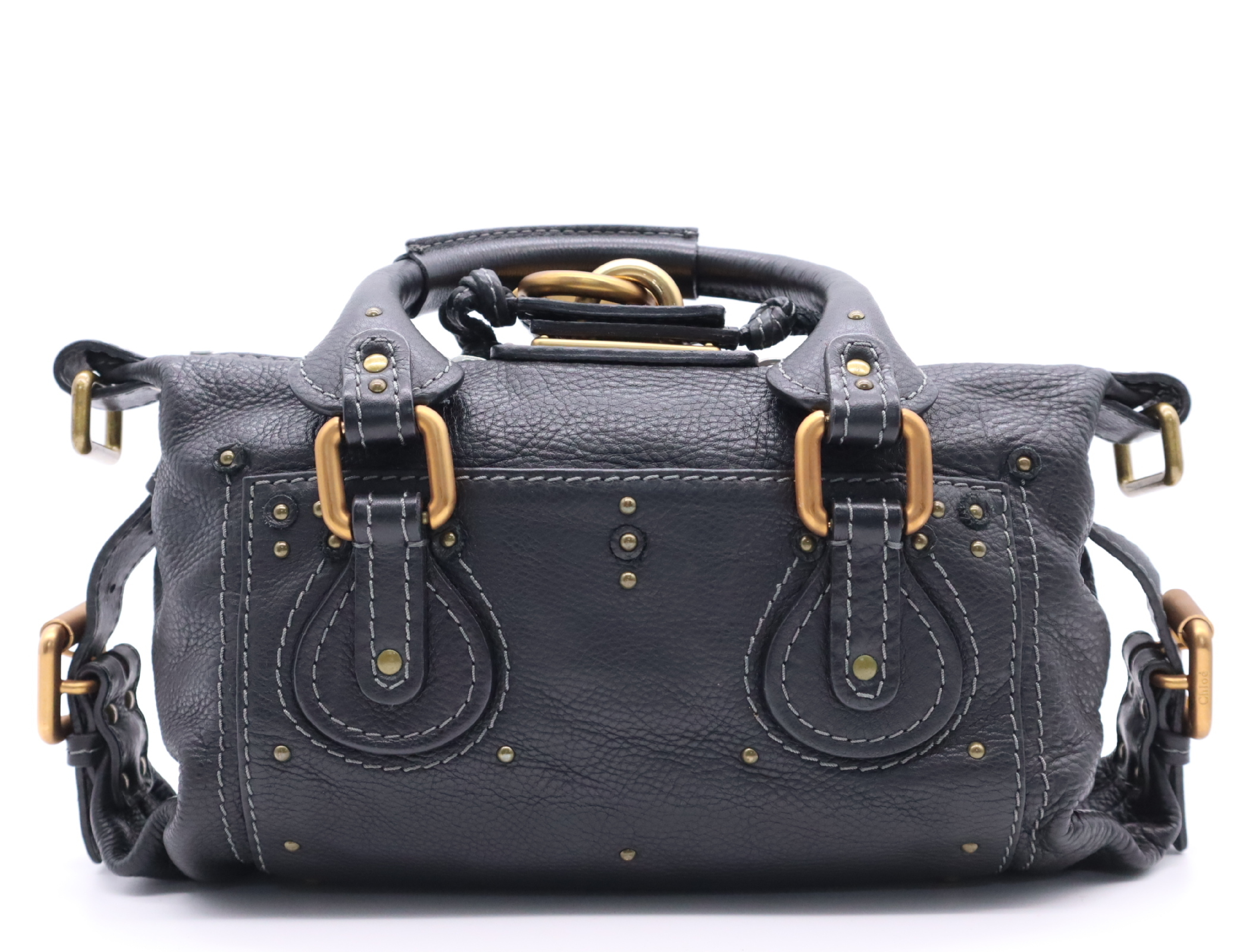 Paddington Medium Black Handbag with Shoulder Strap, Padlock, Key, and Dust Bag — view 2