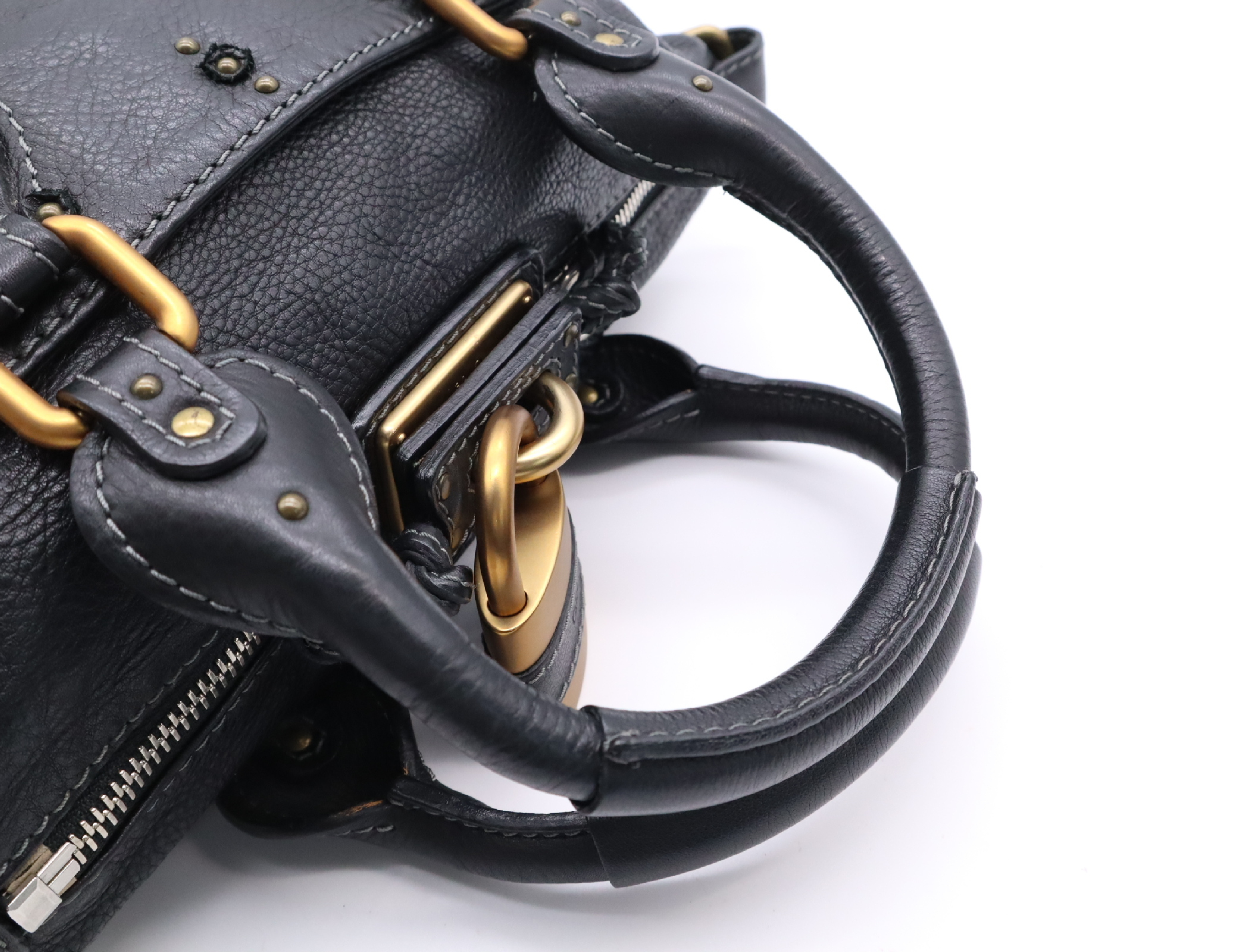 Paddington Medium Black Handbag with Shoulder Strap, Padlock, Key, and Dust Bag — view 11