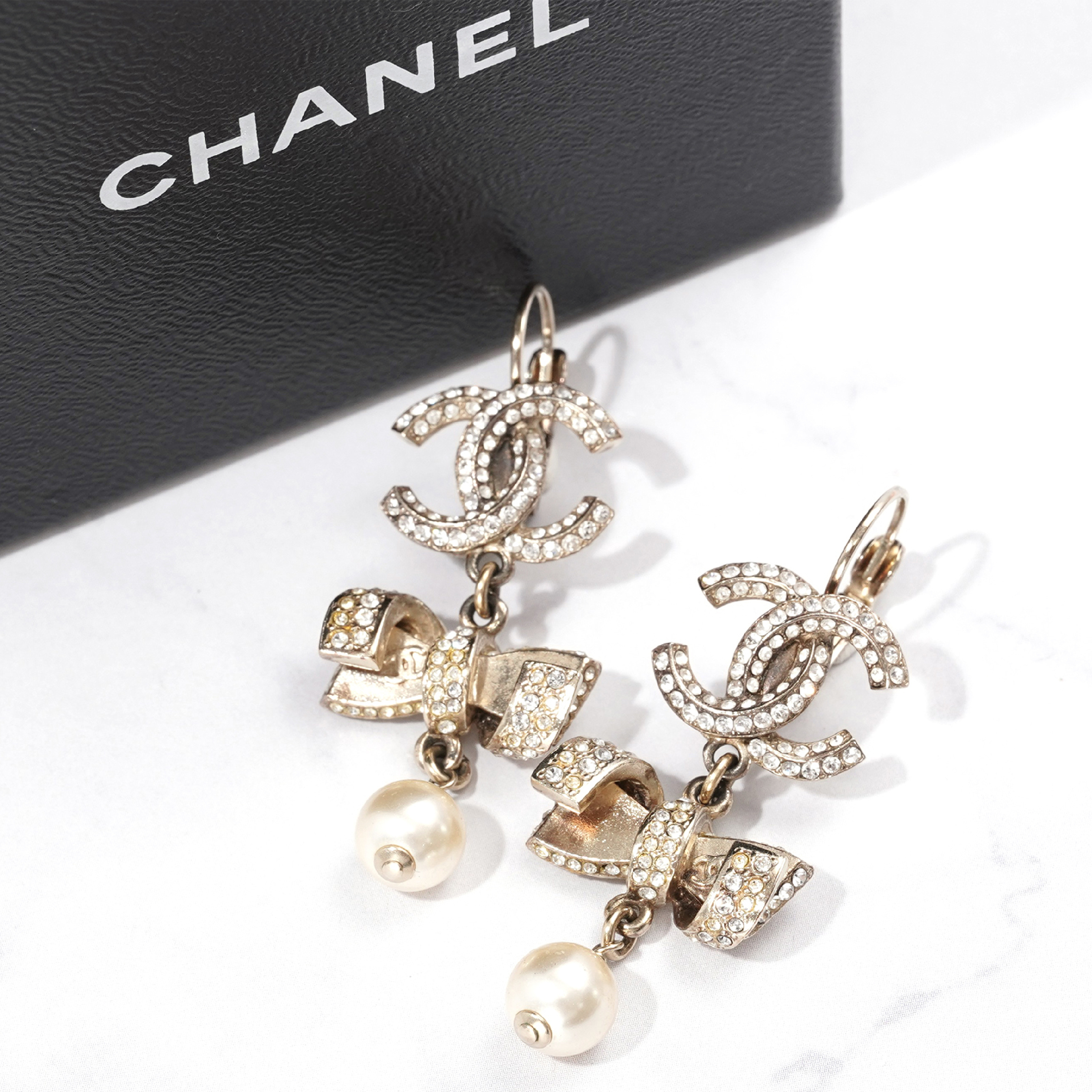 Coco Mark Rhinestone Ribbon Earrings — view 8