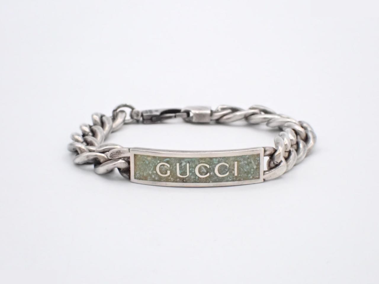 logo bracelet, curb chain, silver, enamel, wrist circumference approximately 18cm