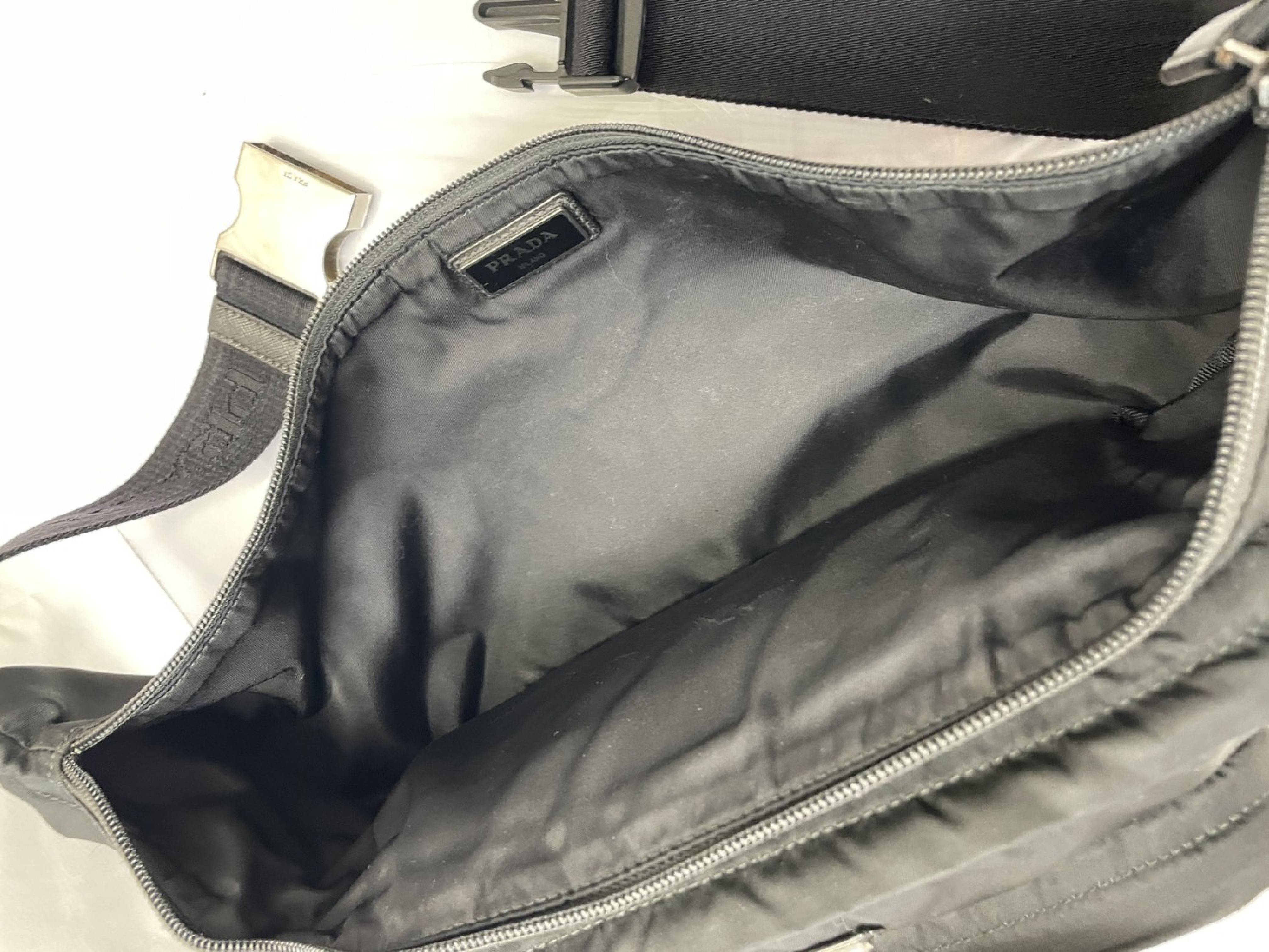Body Bag, Prada Shoulder Bag 2VL003, Black Nylon Leather Waist Bag — view 10