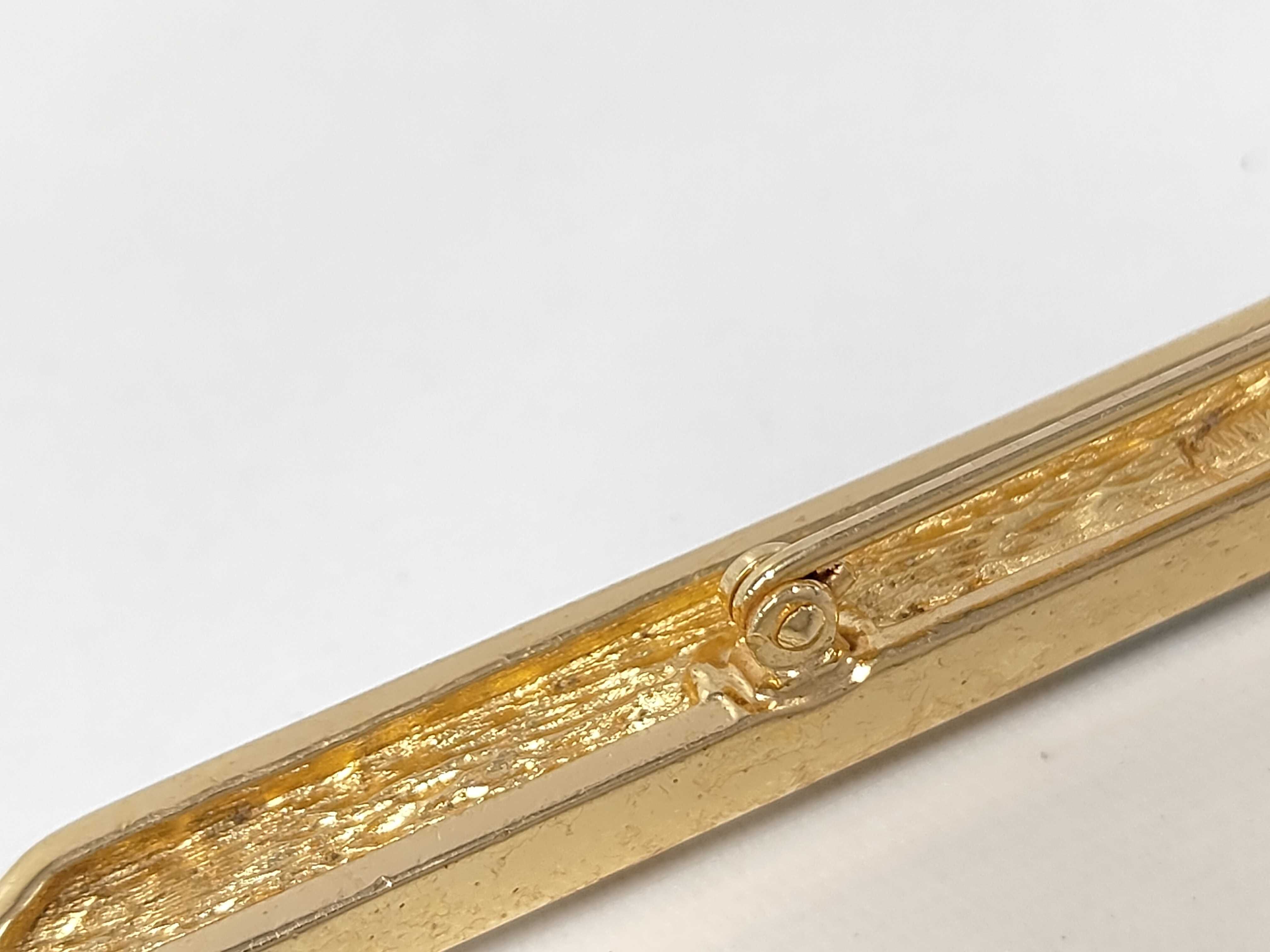 brooch, aqua blue and gold. — view 3