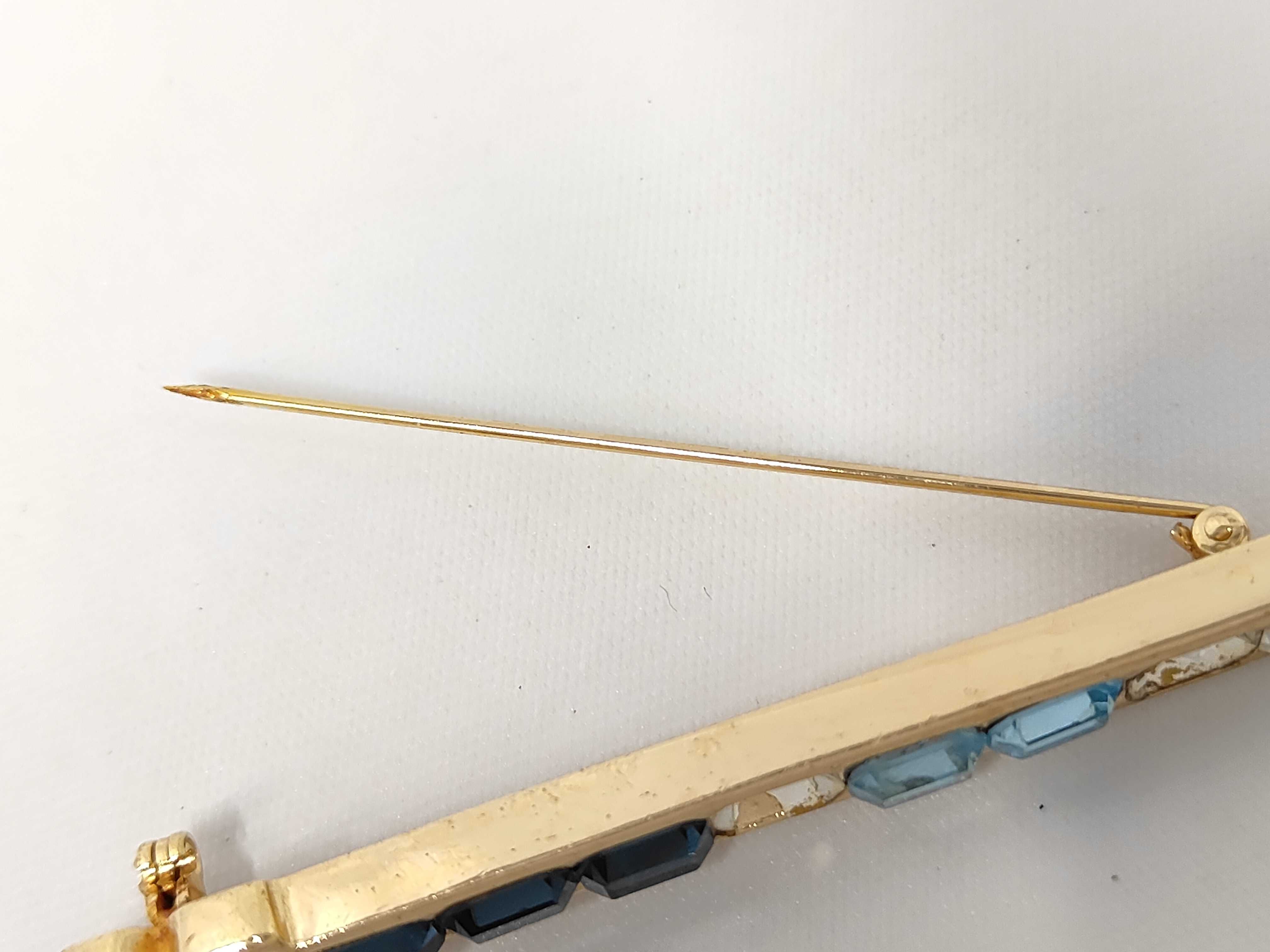 brooch, aqua blue and gold. — view 5