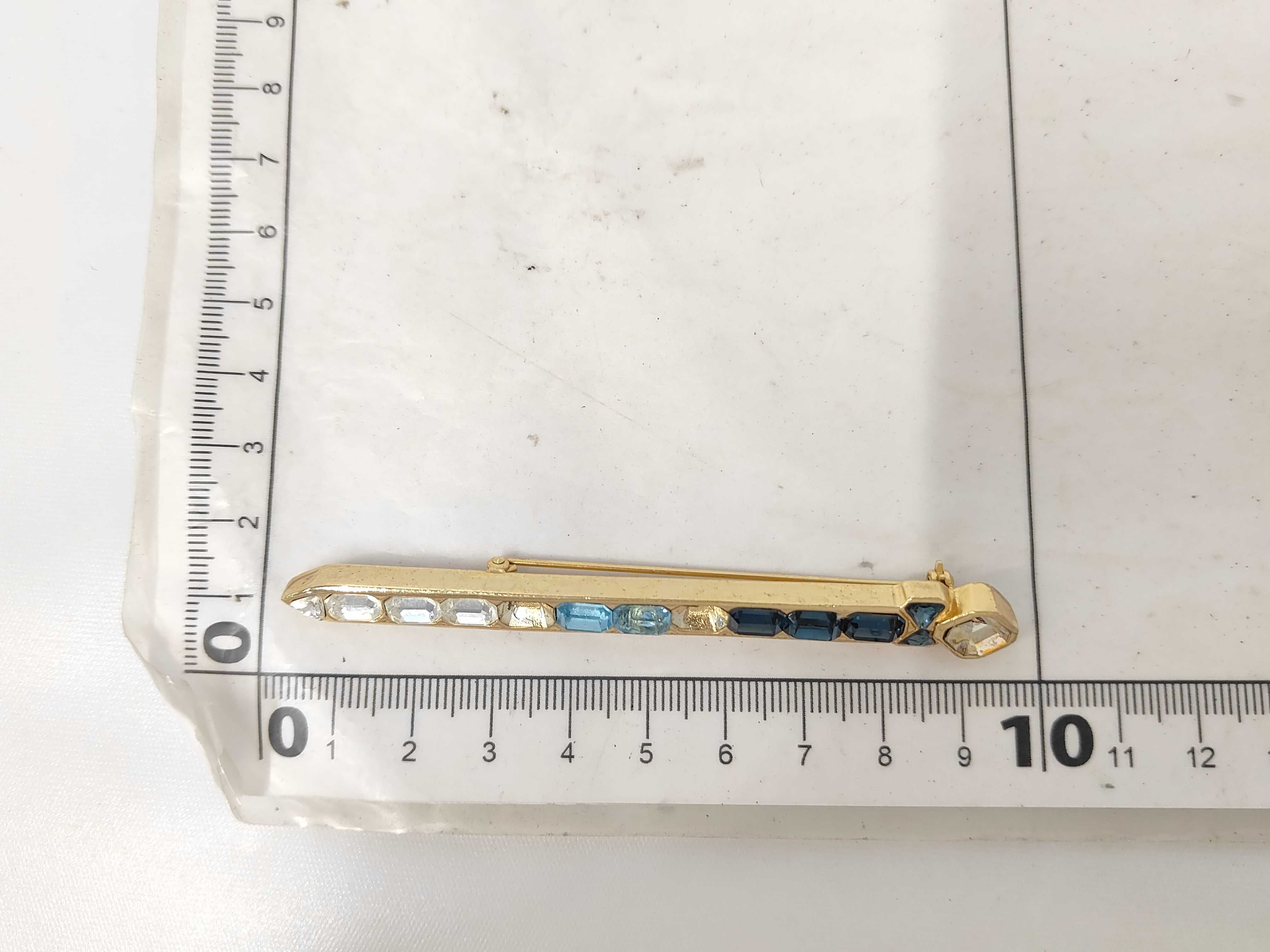brooch, aqua blue and gold. — view 10