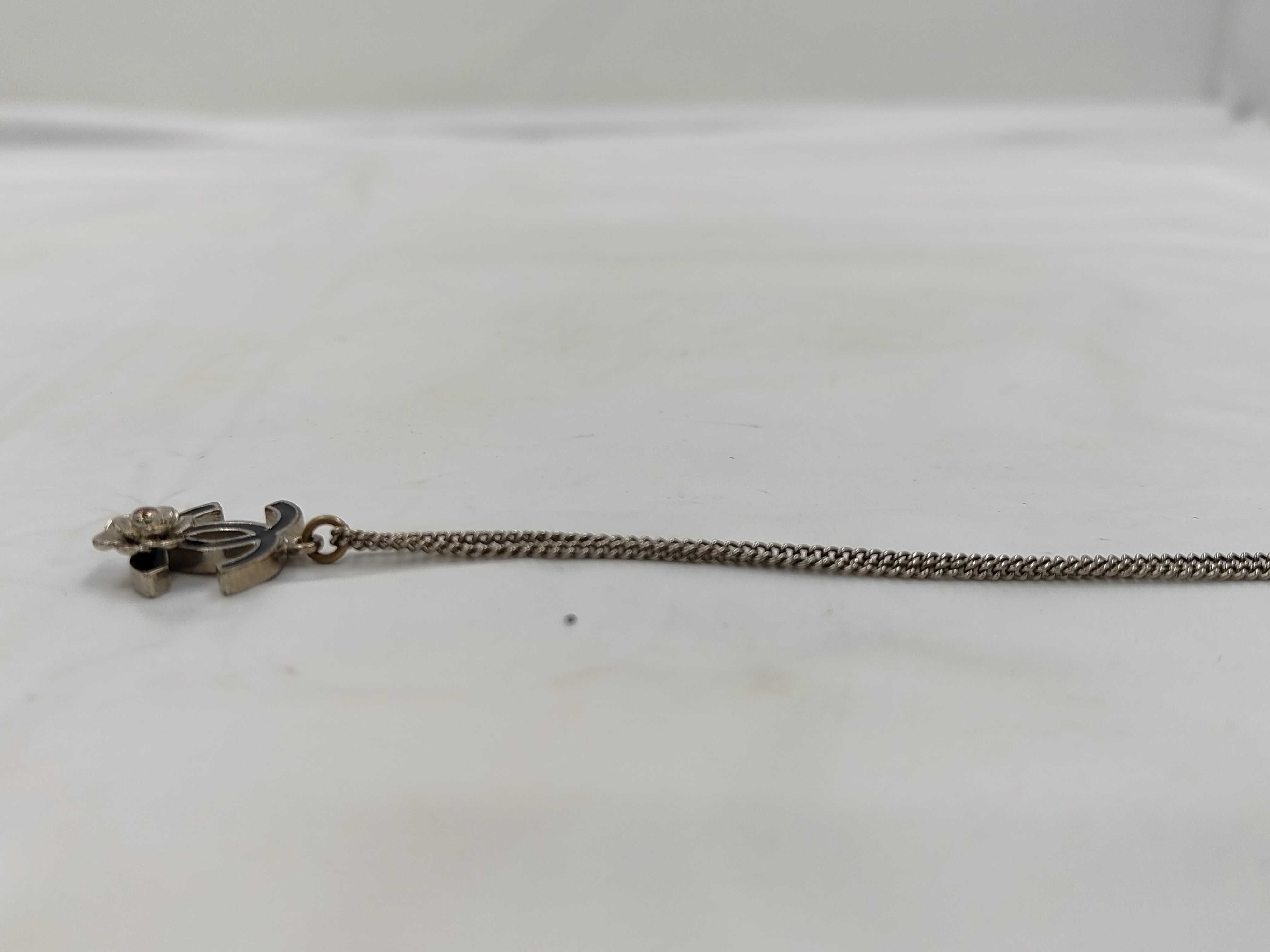 Necklace Coco Mark Camellia 07P Silver Black Rhinestone Necklace — view 3