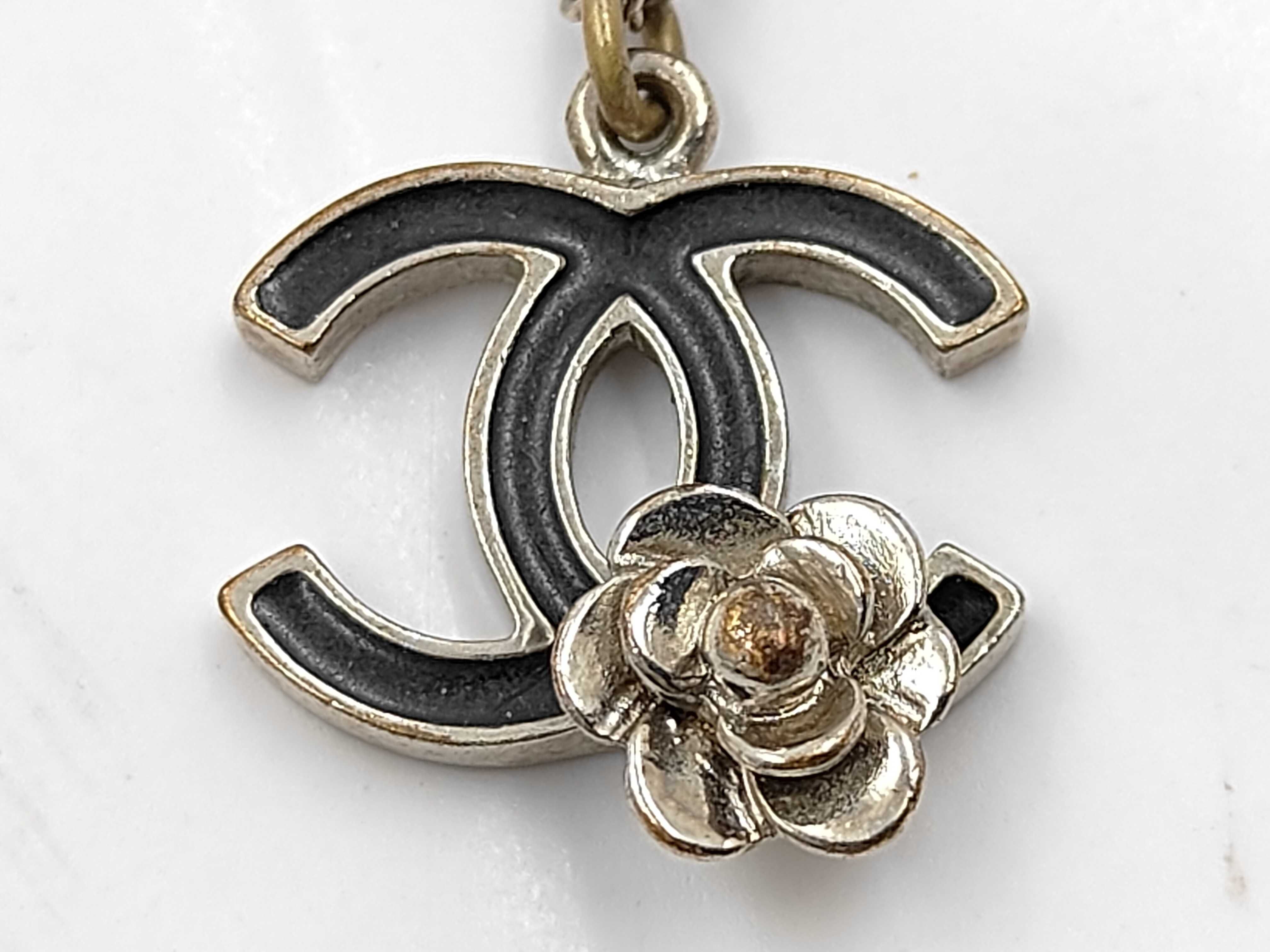 Necklace Coco Mark Camellia 07P Silver Black Rhinestone Necklace — view 8