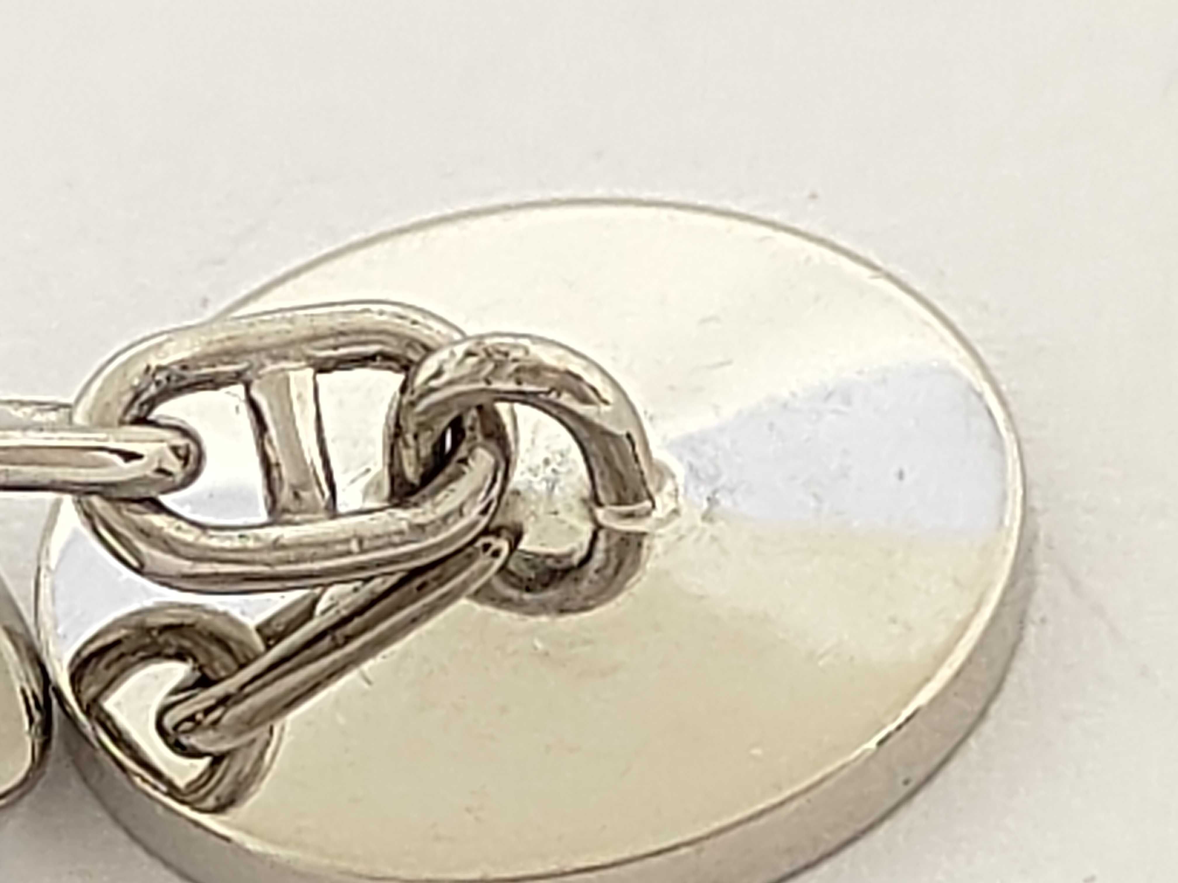 Sellier Cufflinks, Light Blue, Silver Hardware, Hermes Tie Clip & Cufflinks — view 5