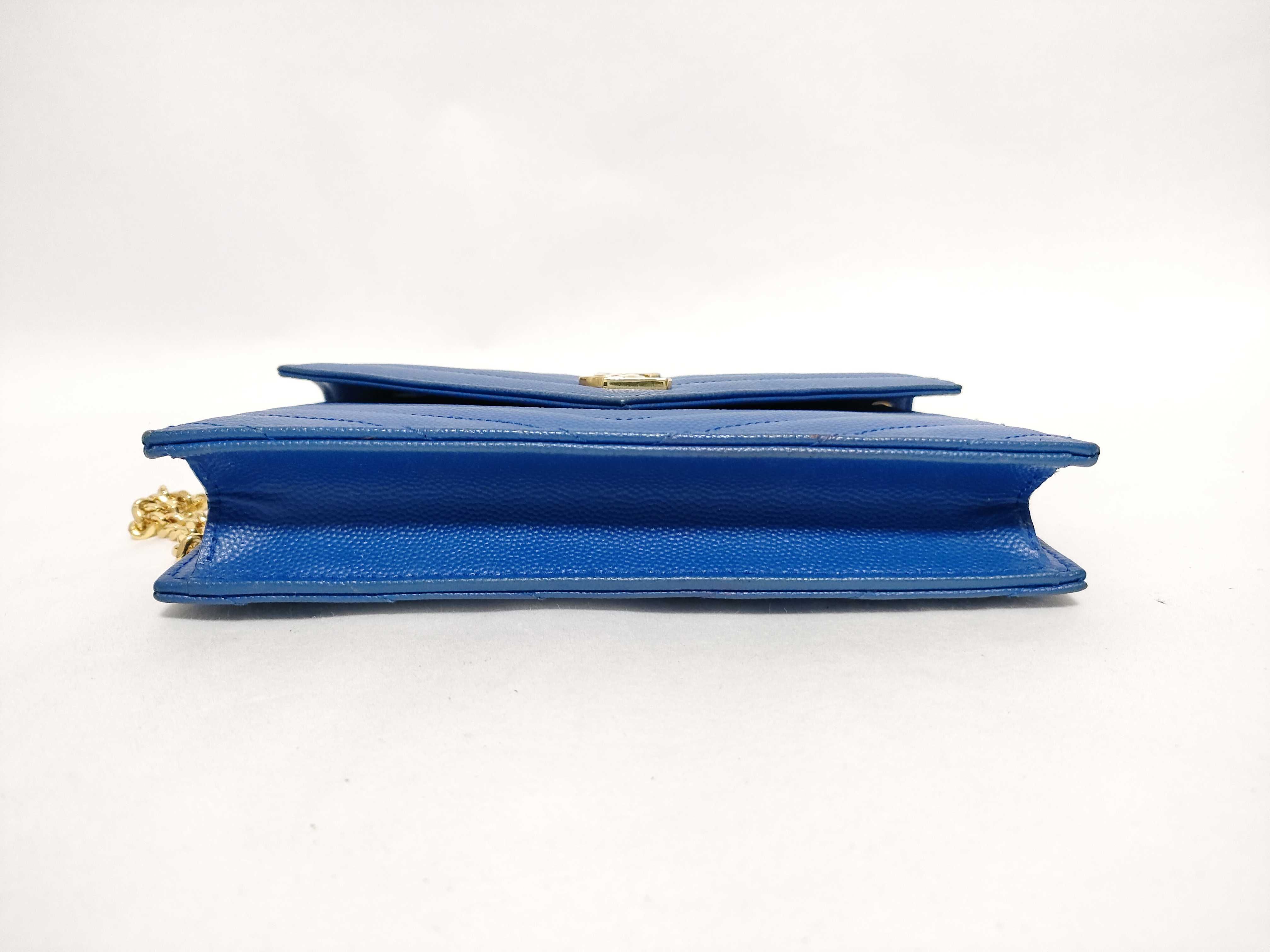 FR- Paris Leather Chain Wallet Blue 393953 Shoulder Bag — view 7