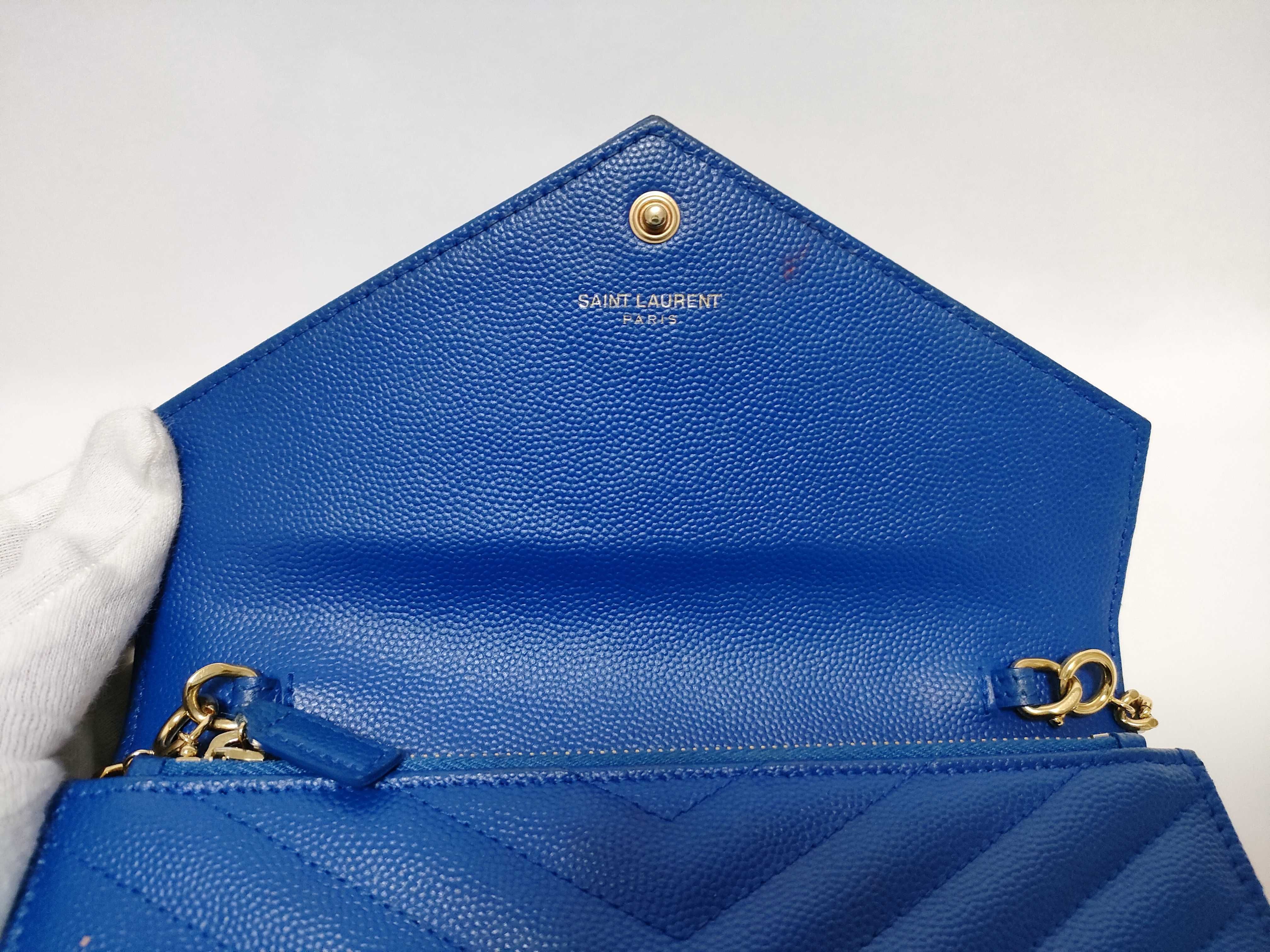 FR- Paris Leather Chain Wallet Blue 393953 Shoulder Bag — view 8