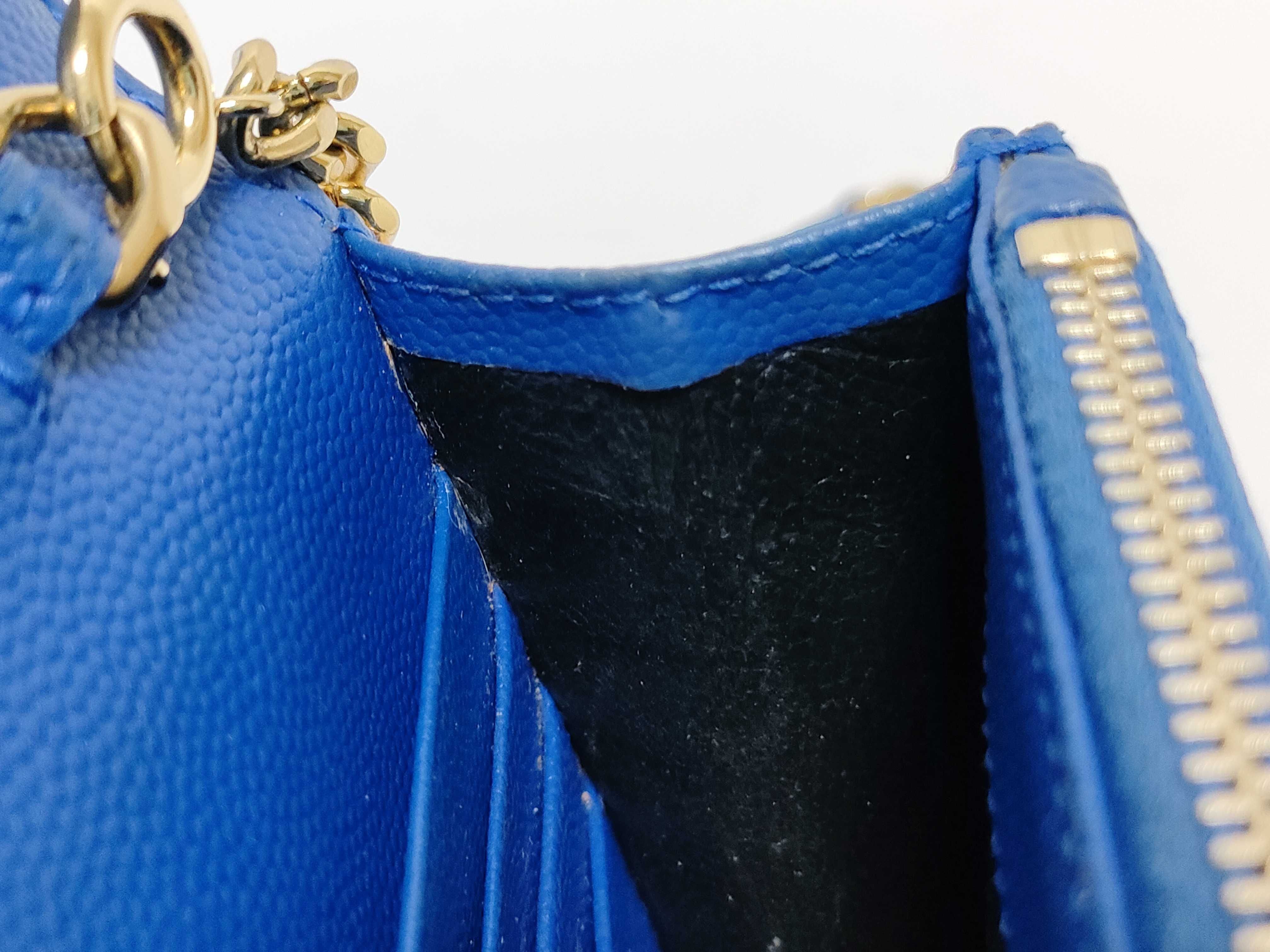 FR- Paris Leather Chain Wallet Blue 393953 Shoulder Bag — view 9