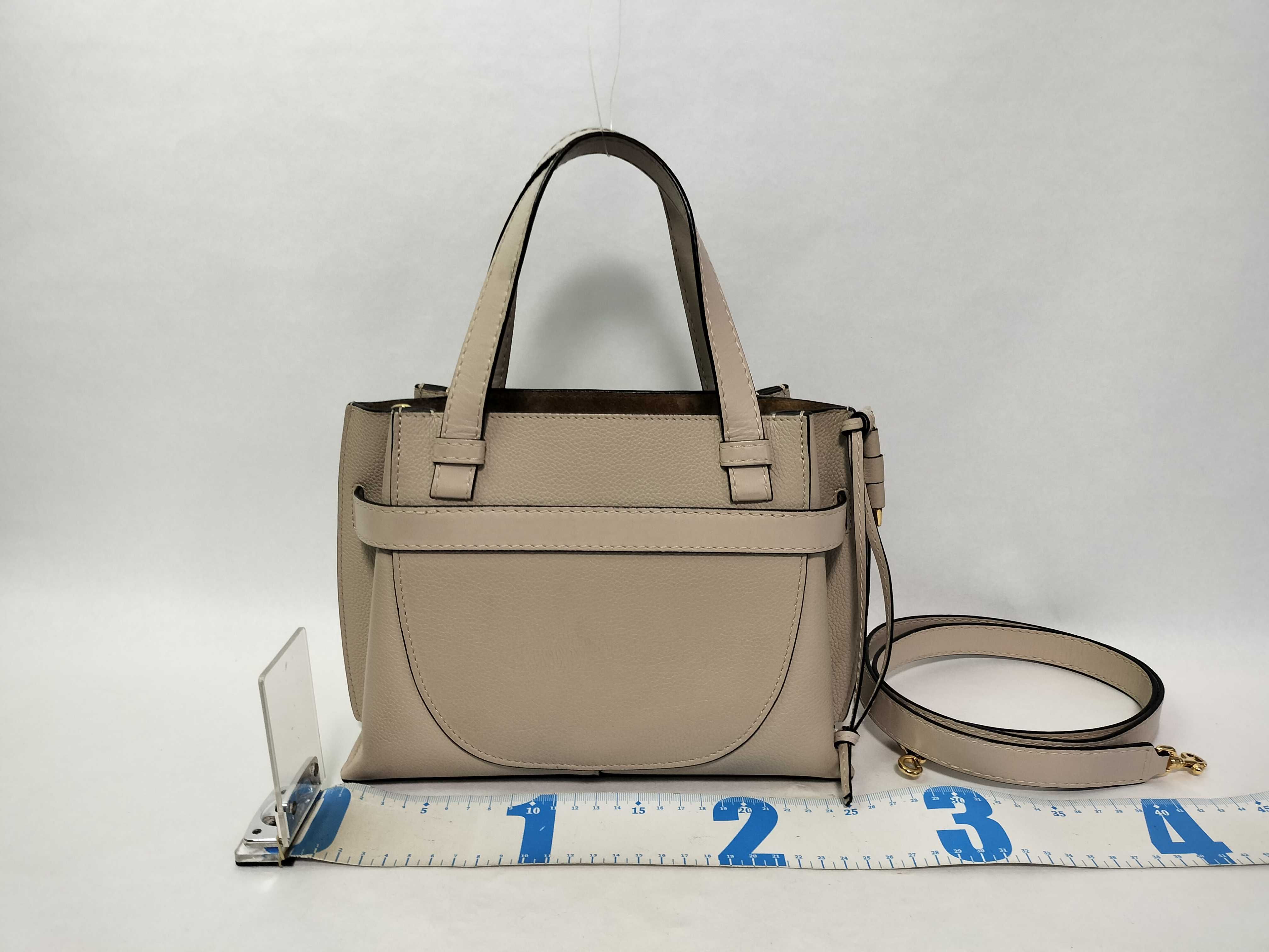 Gate Top Handle Mini Leather Handbag, Greige — view 2