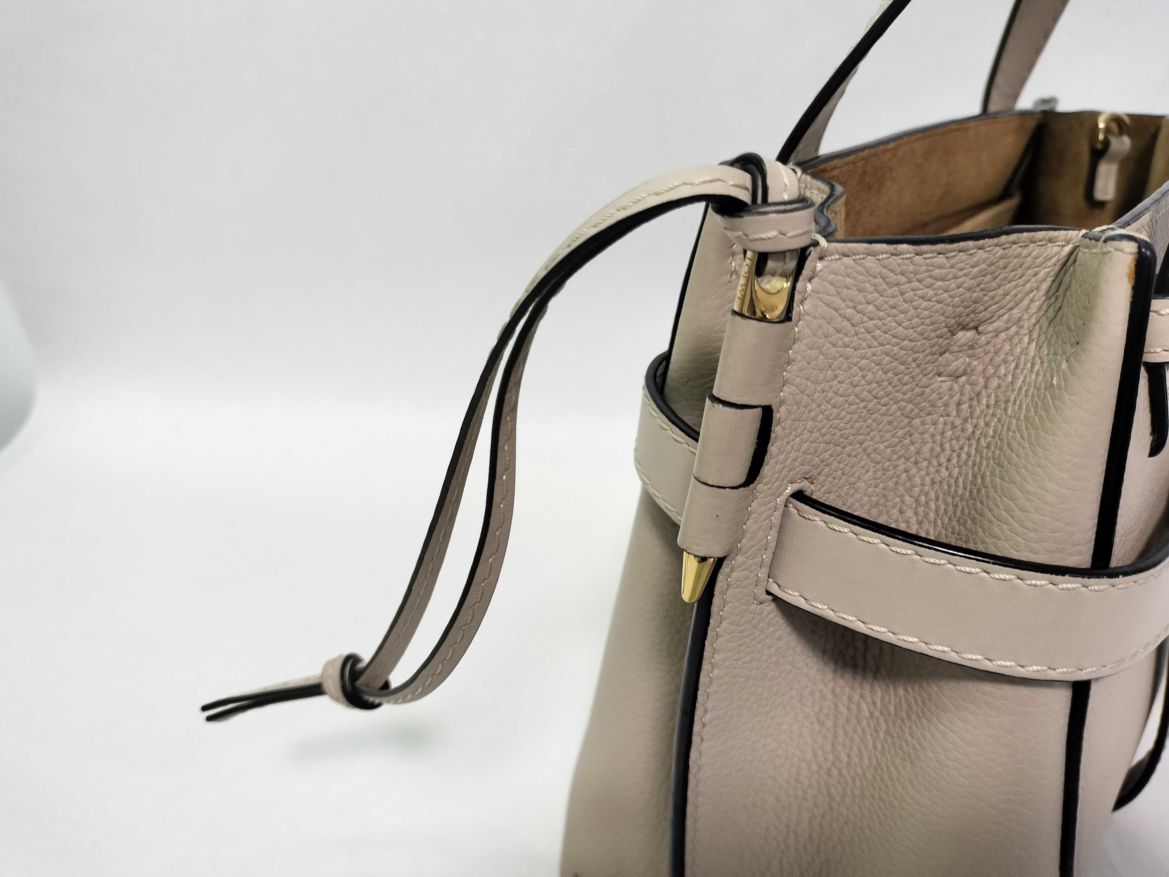 Gate Top Handle Mini Leather Handbag, Greige — view 11