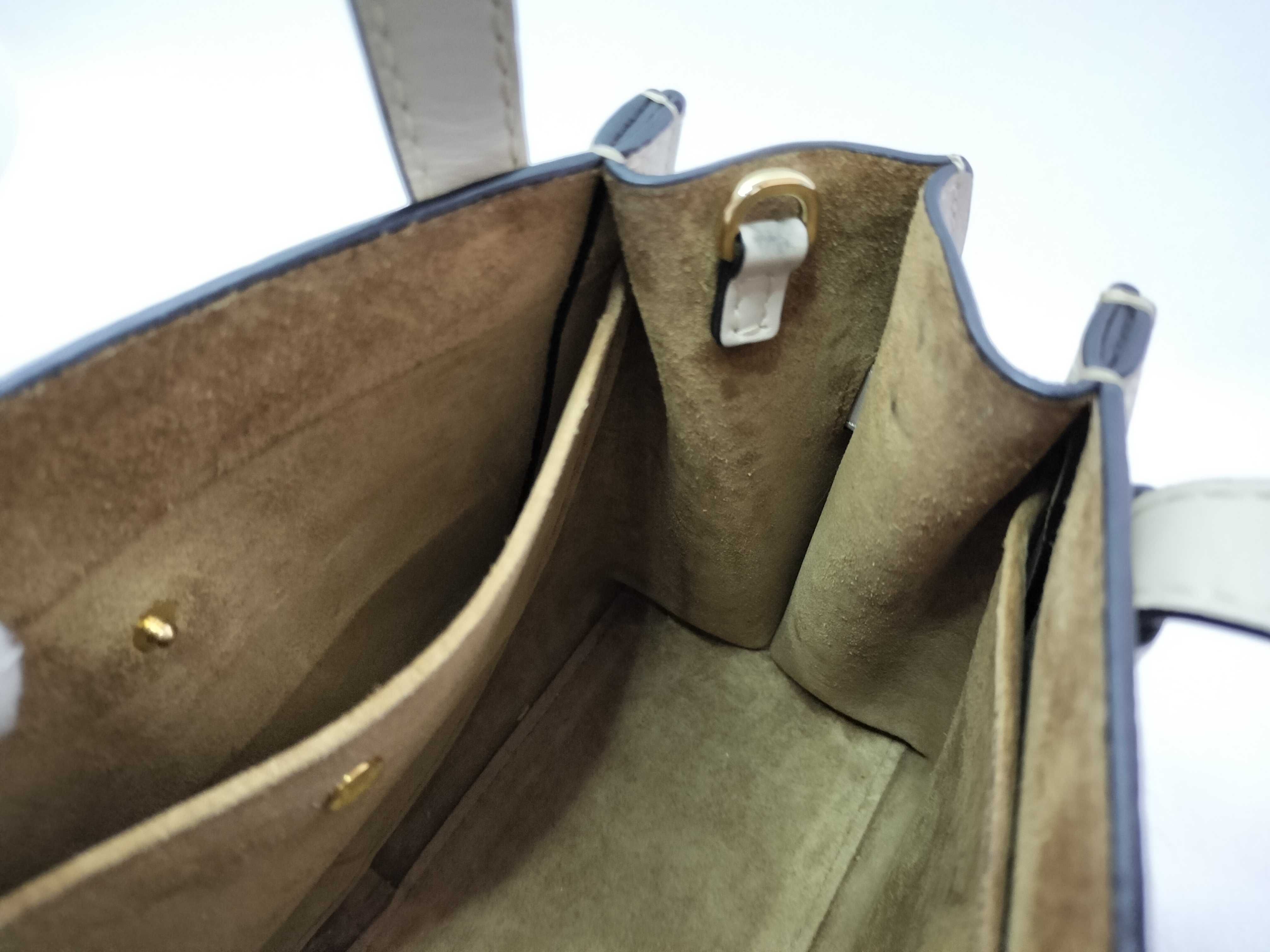 Gate Top Handle Mini Leather Handbag, Greige — view 13