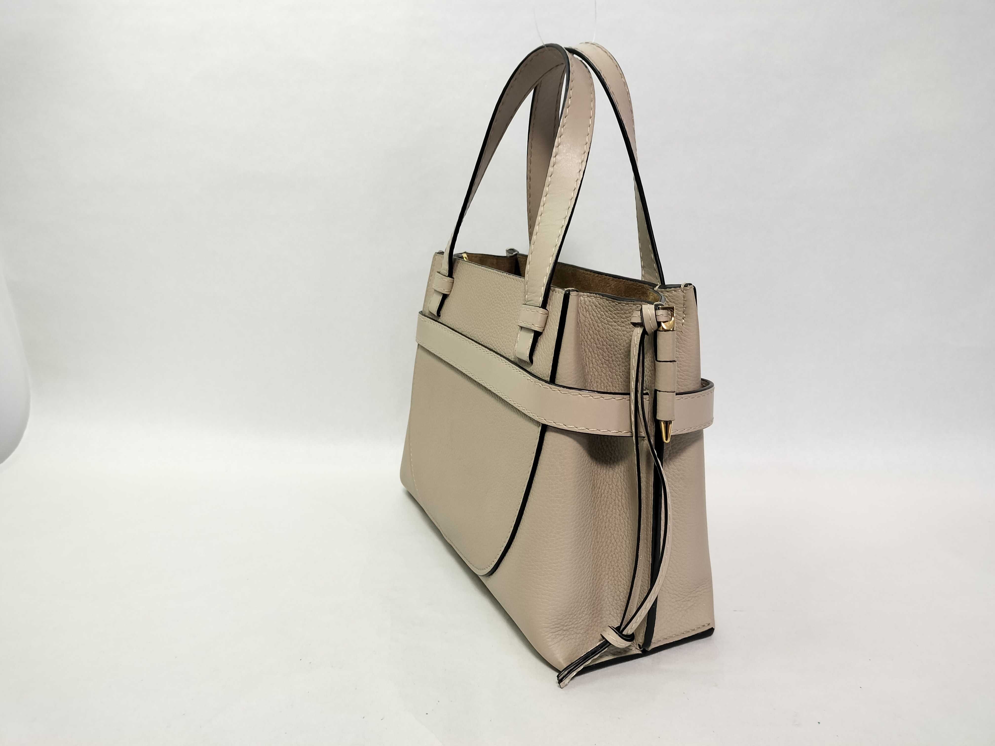 Gate Top Handle Mini Leather Handbag, Greige — view 3