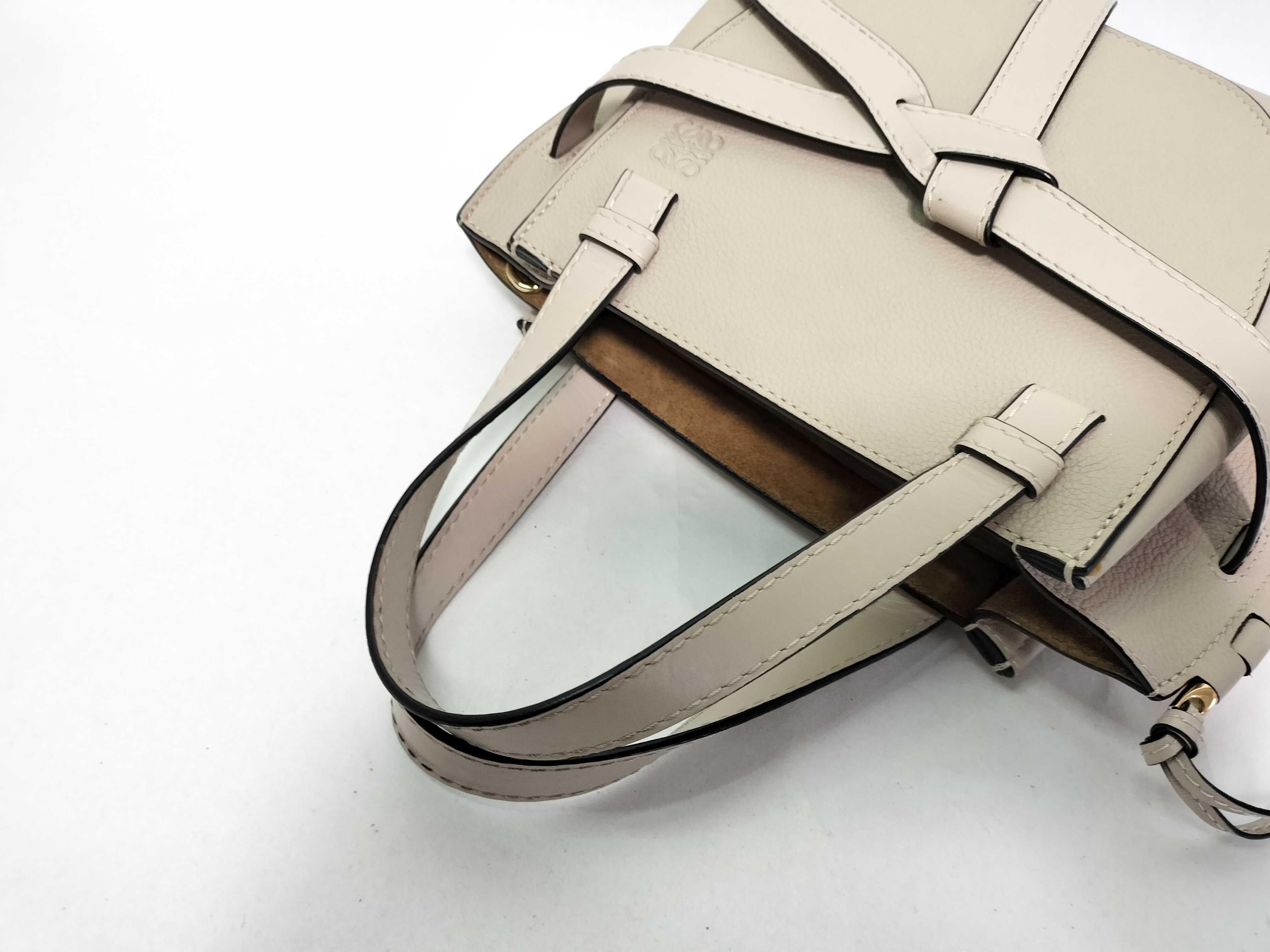 Gate Top Handle Mini Leather Handbag, Greige — view 5
