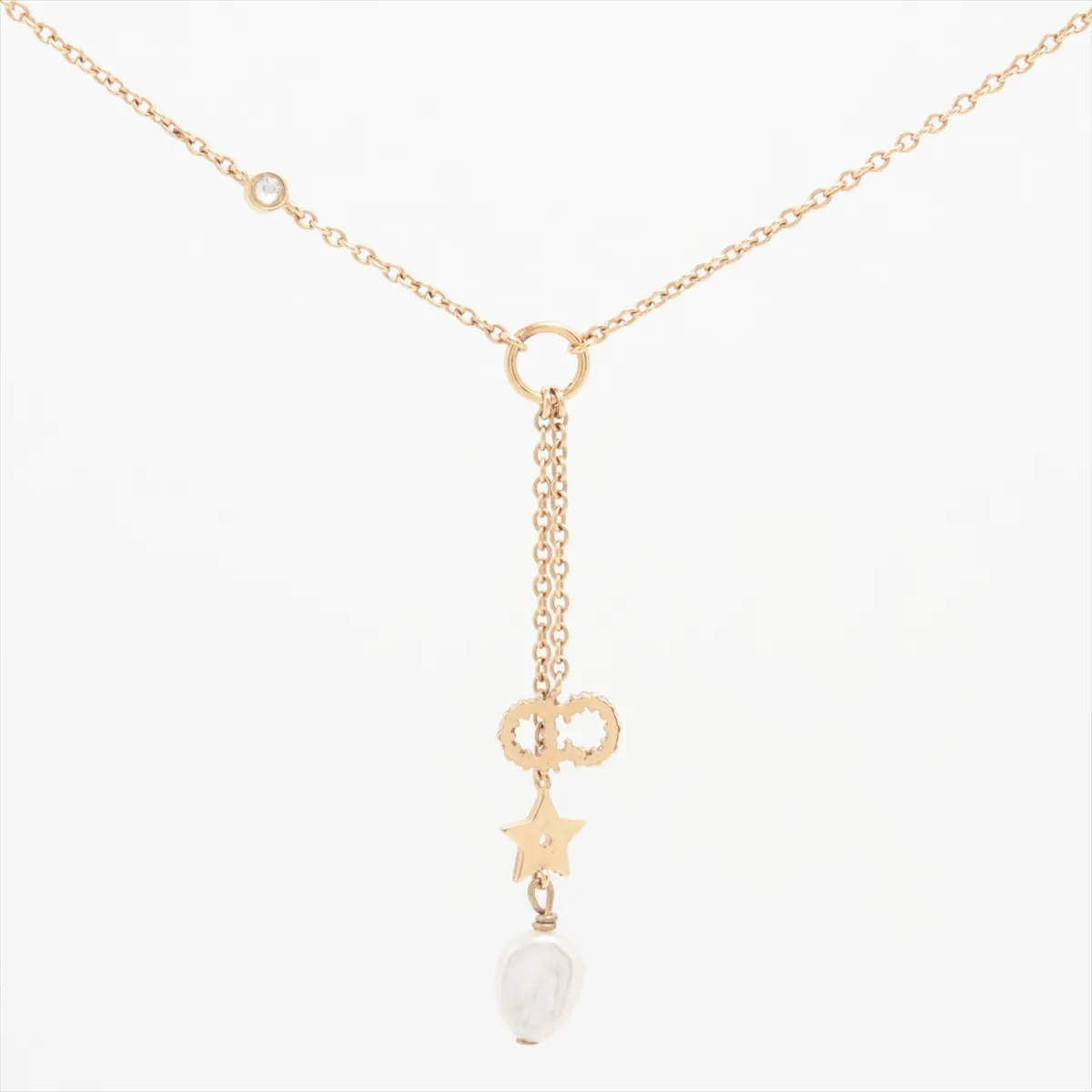 Clair D Lune Necklace GP x Rhinestone x Fake Pearl Gold — view 2