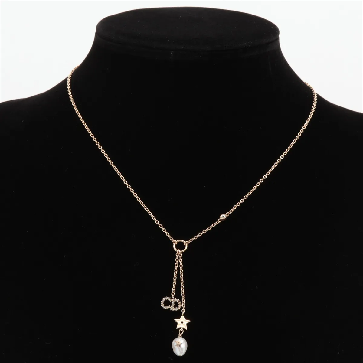 Clair D Lune Necklace GP x Rhinestone x Fake Pearl Gold — view 5