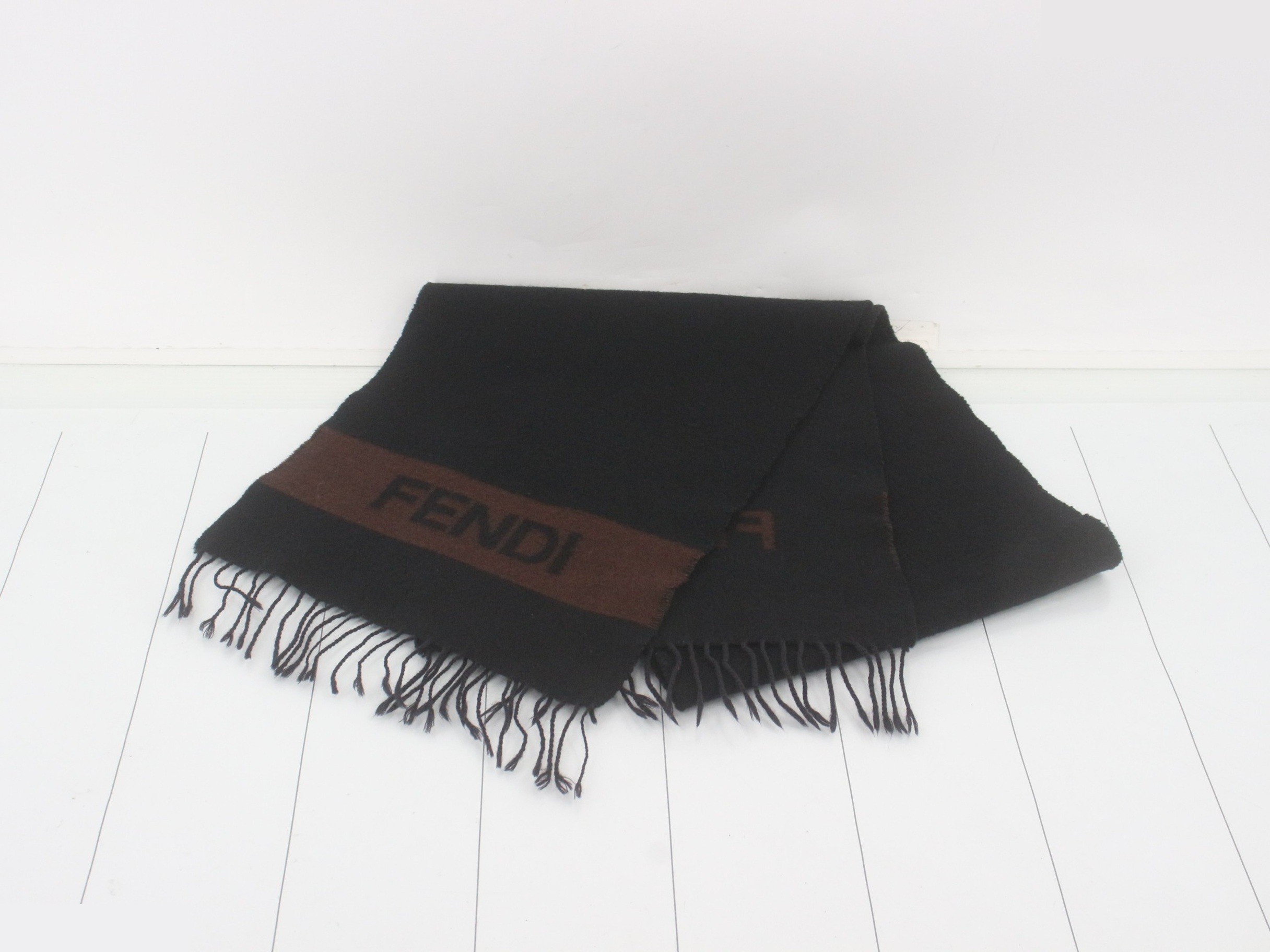 Logo Scarf, Black, Brown — view 2