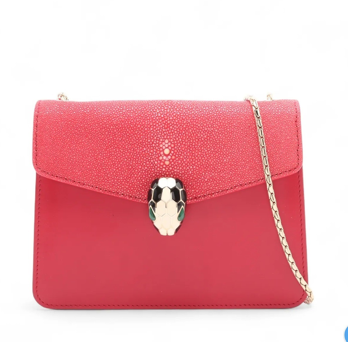 Unused with dust bag: Serpenti Forever Galuchat x Leather Chain Shoulder Bag