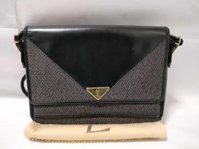 Shoulder Bag, Woven Design, Black Shoulder Bag