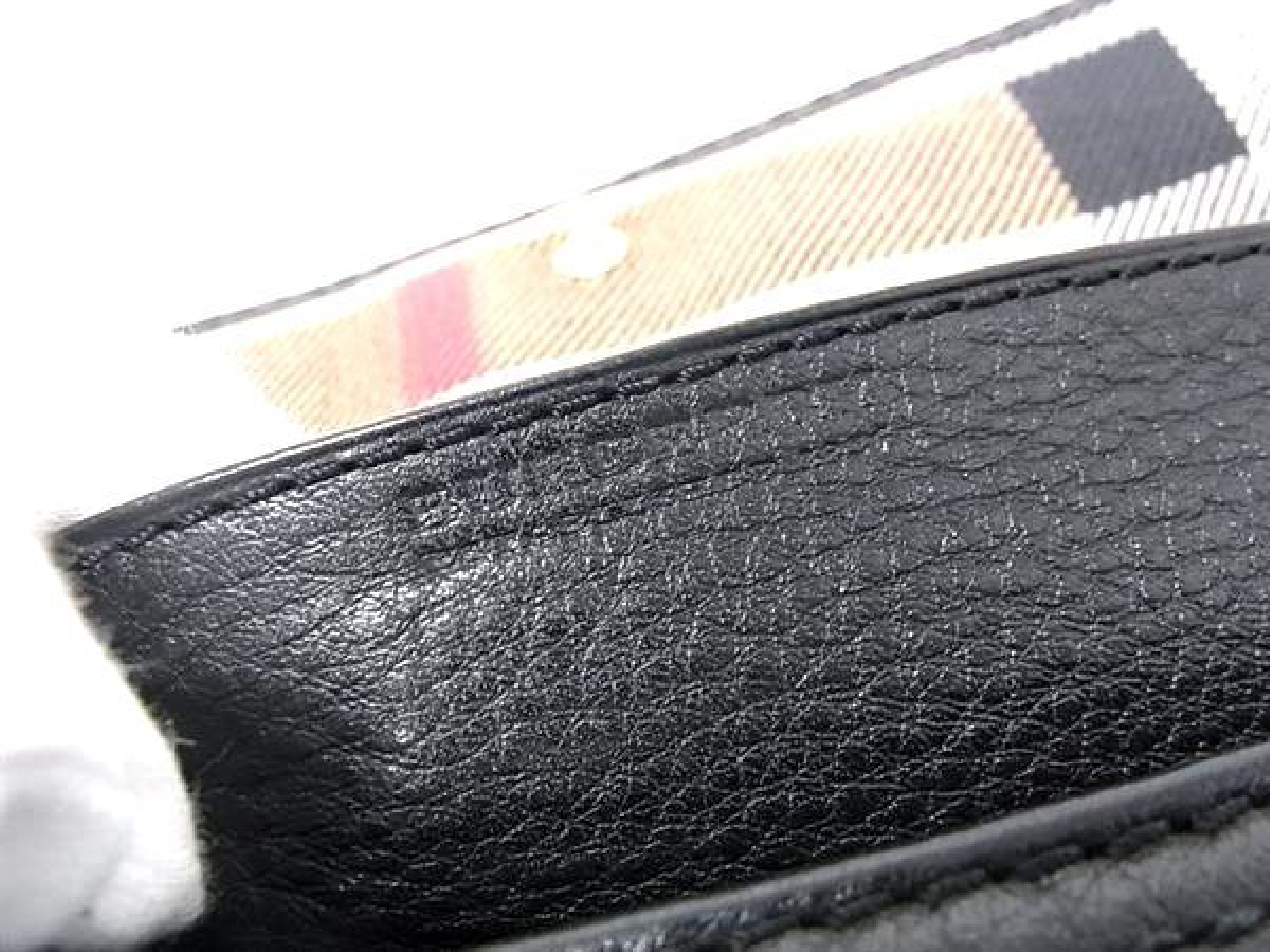 Leather Bi-fold Long Wallet with Nova Check Interior, Coin Purse, Bill Compartment, Card Slots, Black (HC1350) — view 6