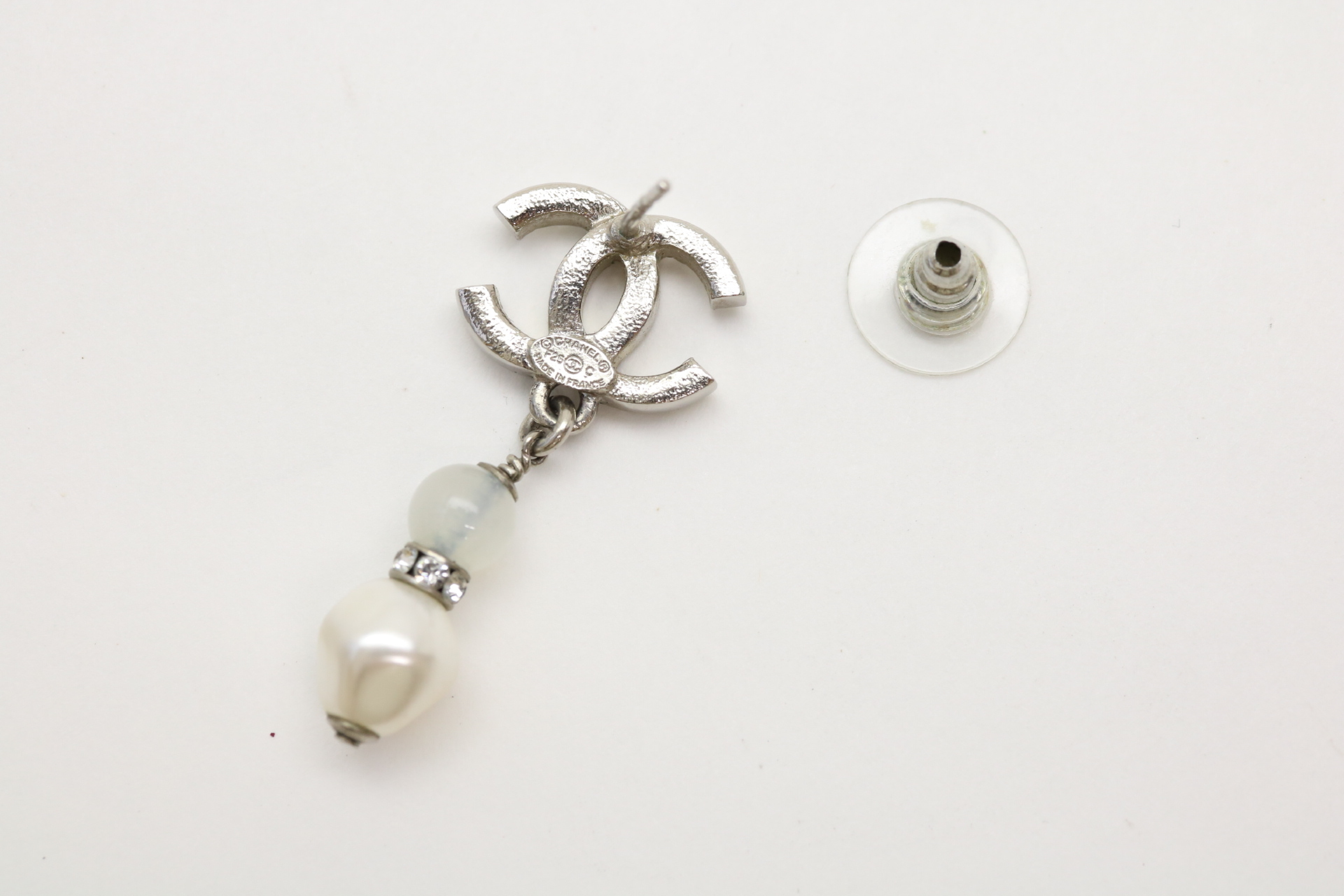 Coco Mark Rhinestone Faux Pearl Swing Earrings — view 3