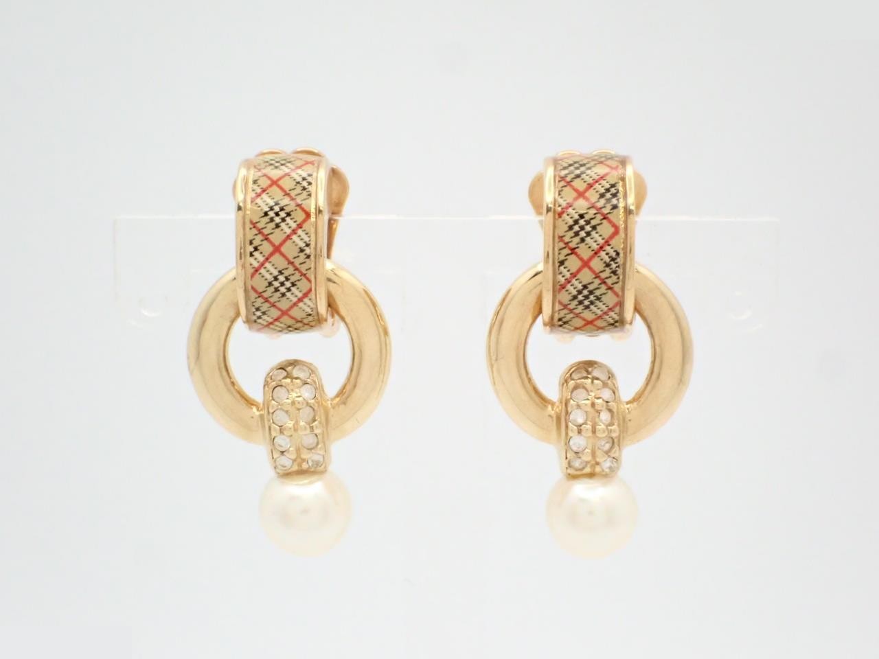 Other Lines Precious Metals/Earrings Check Rhinestone Gold