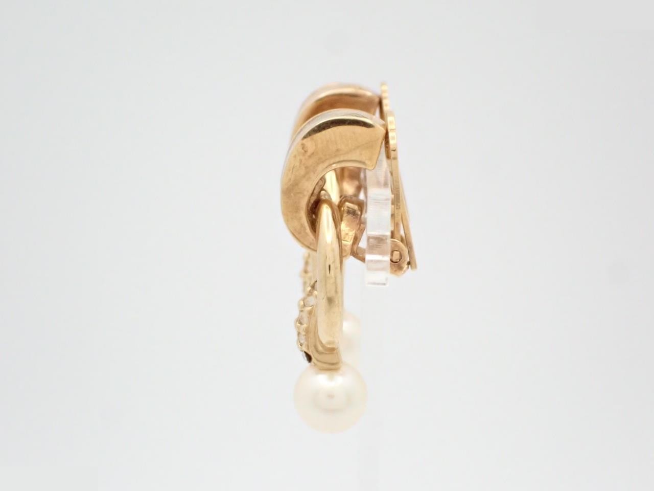 Other Lines Precious Metals/Earrings Check Rhinestone Gold — view 3