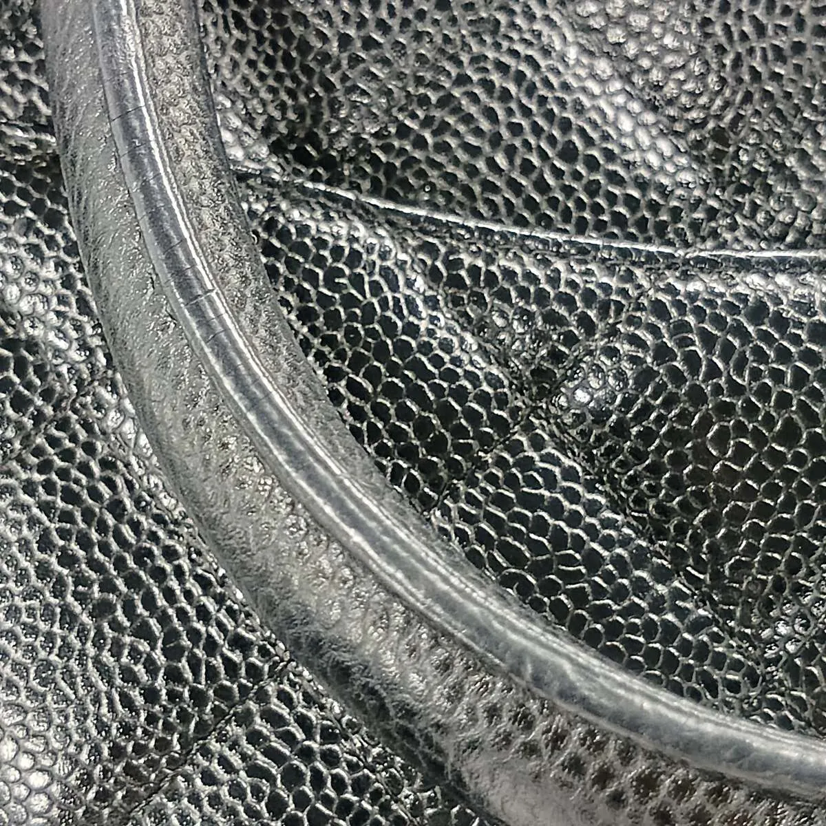 Matelassé Caviar Skin Handbag, Black with Gold Hardware — view 11