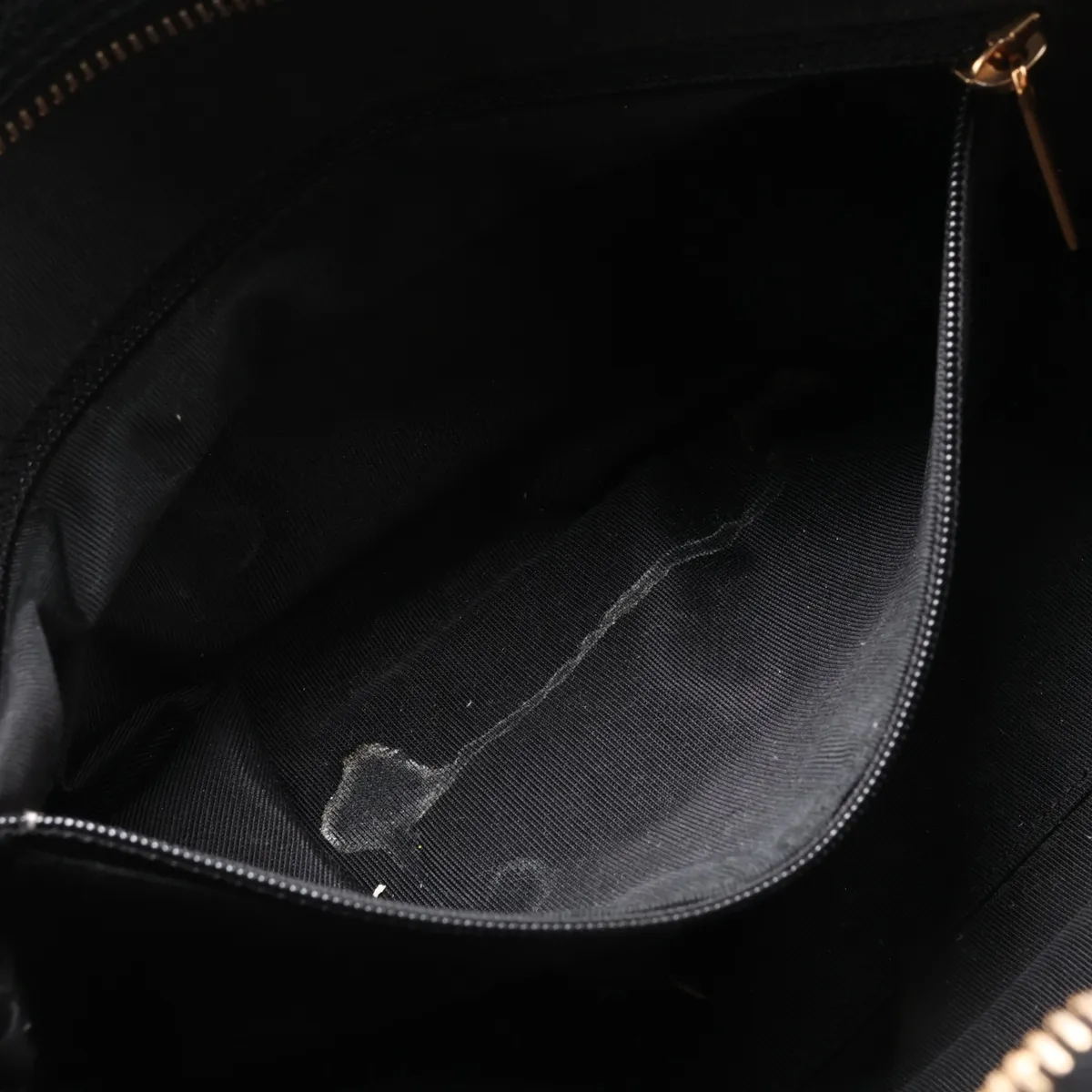 Matelassé Caviar Skin Handbag, Black with Gold Hardware — view 8