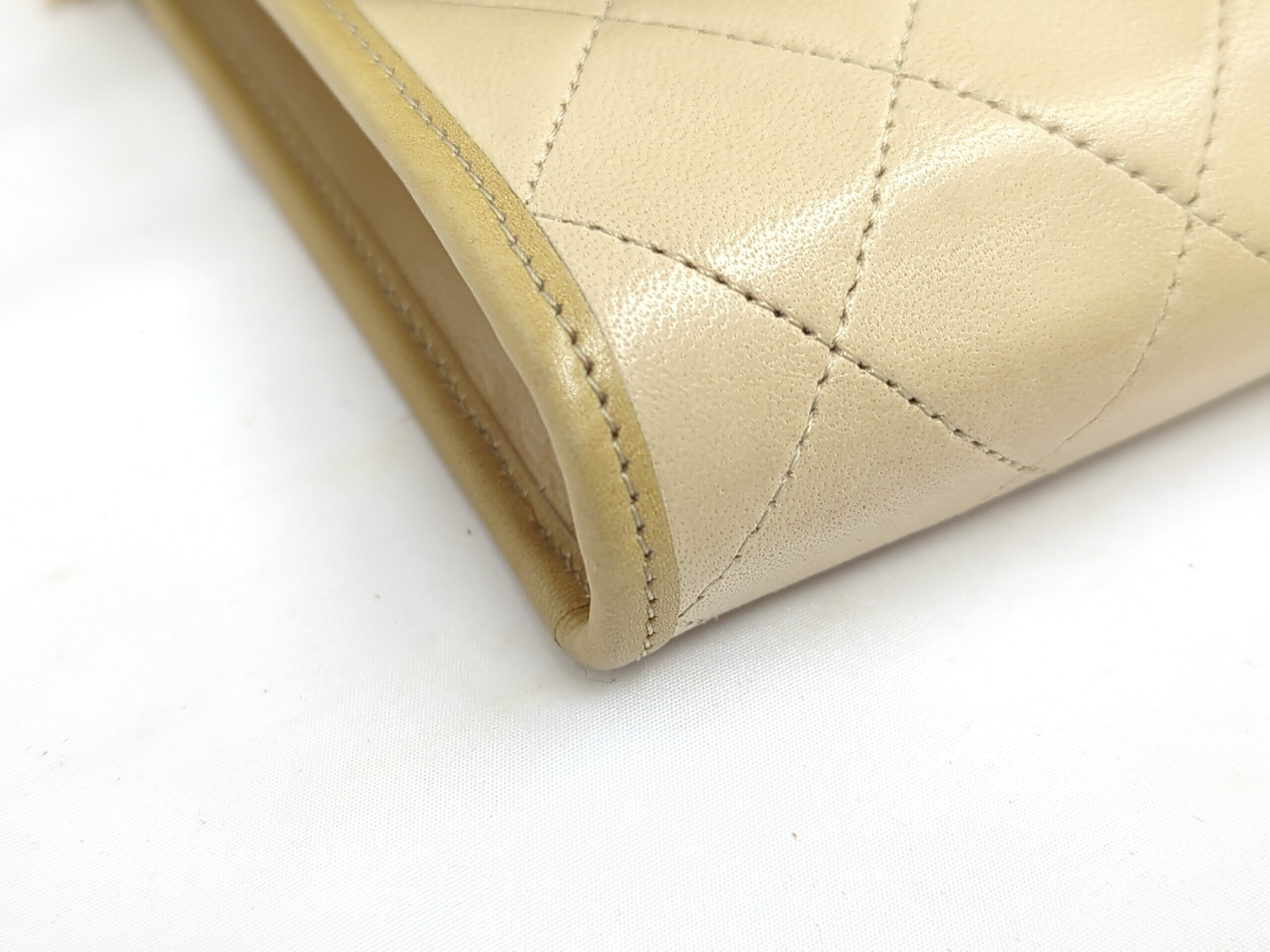 Lambskin Chain Shoulder Bag, Beige — view 3
