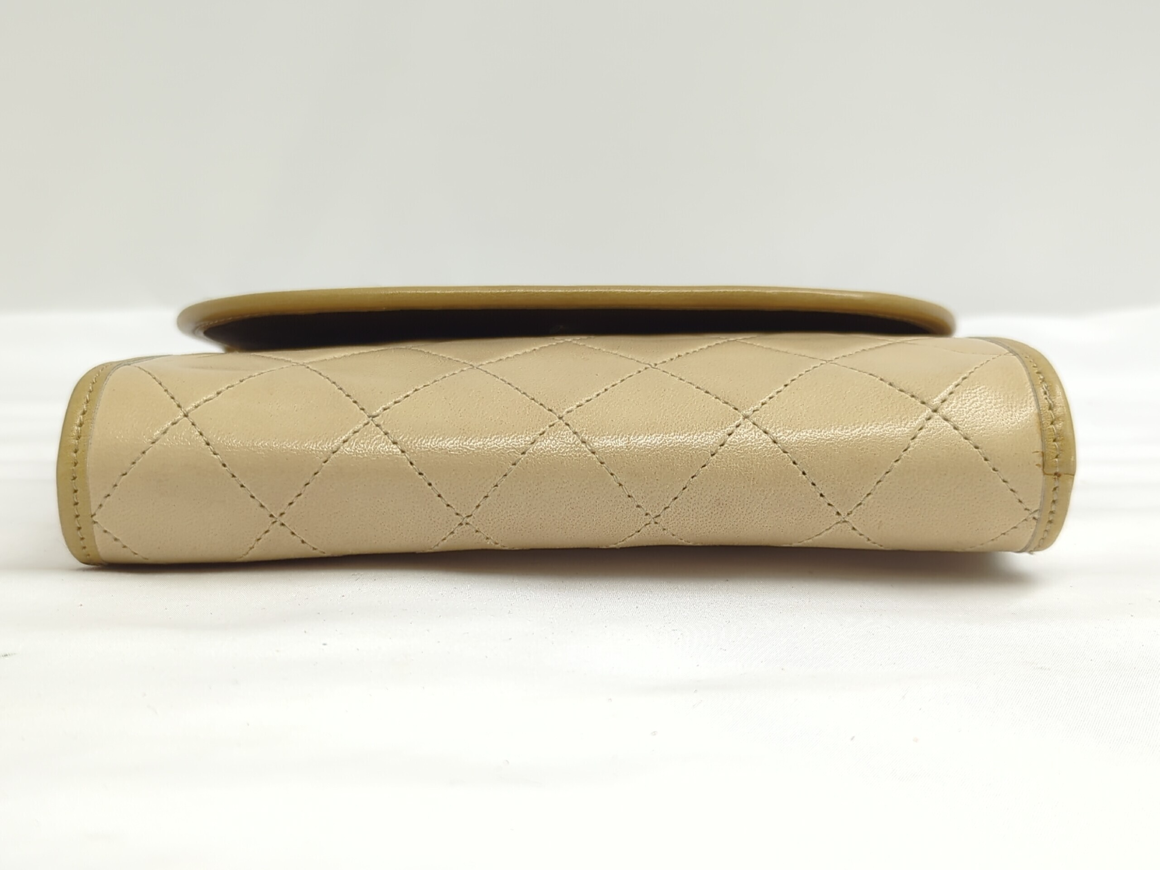 Lambskin Chain Shoulder Bag, Beige — view 5