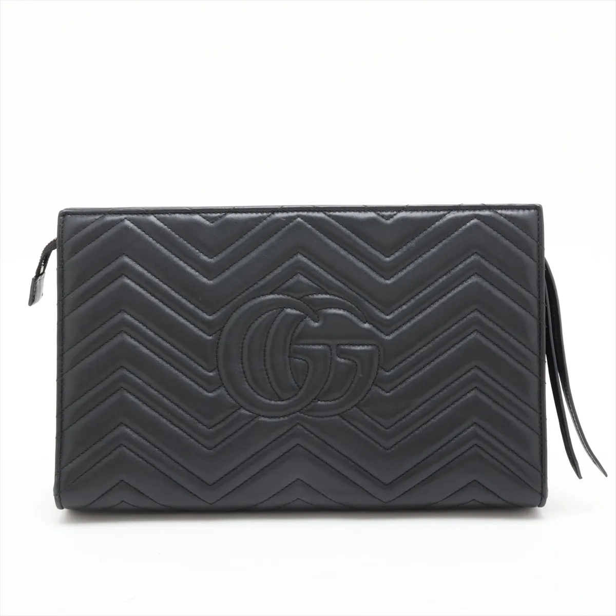 GG Marmont 448450 Leather Clutch Bag, Black — view 2