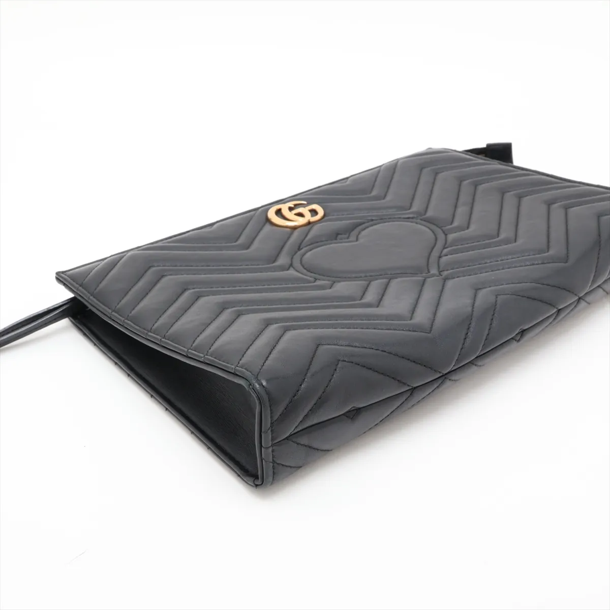 GG Marmont 448450 Leather Clutch Bag, Black — view 4
