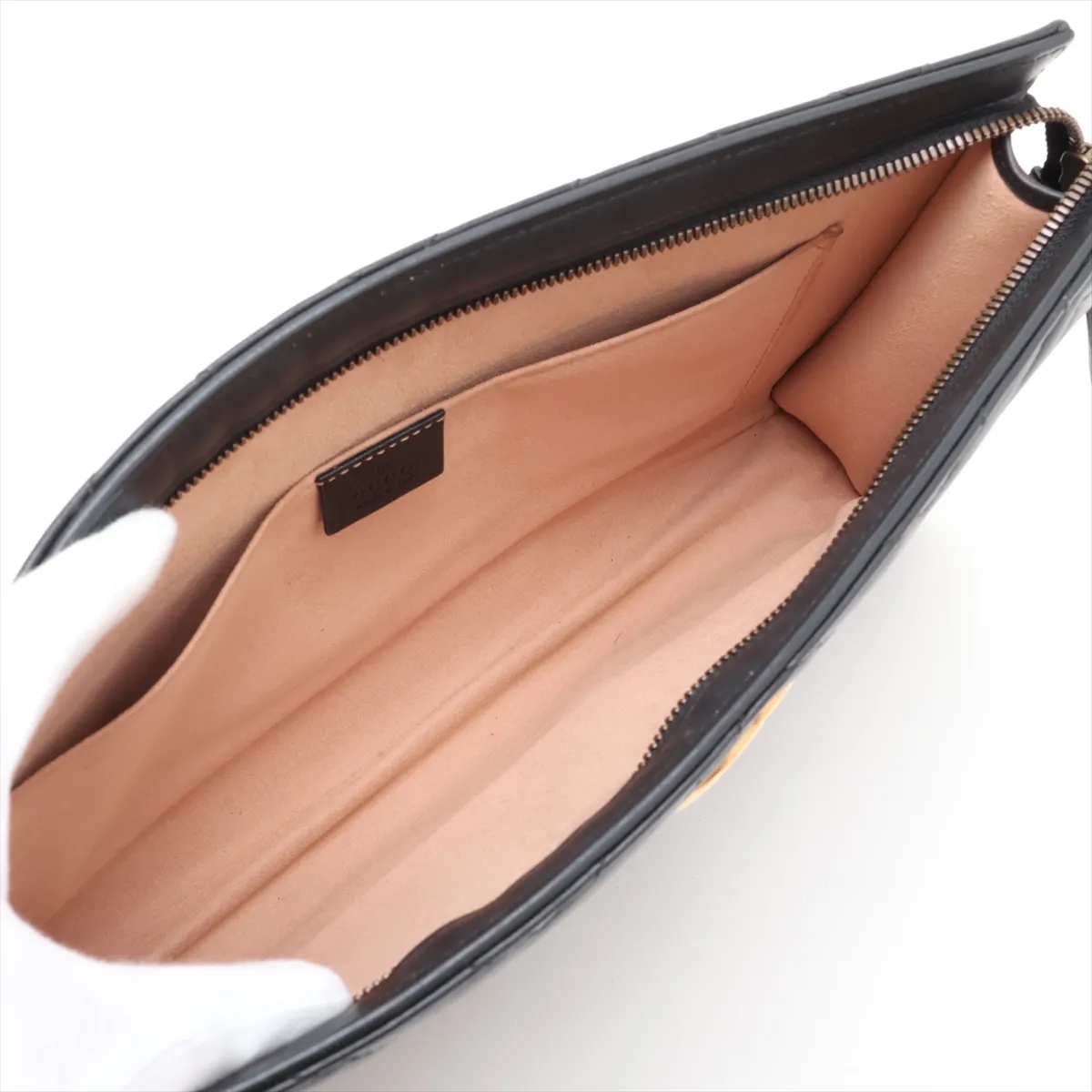 GG Marmont 448450 Leather Clutch Bag, Black — view 5