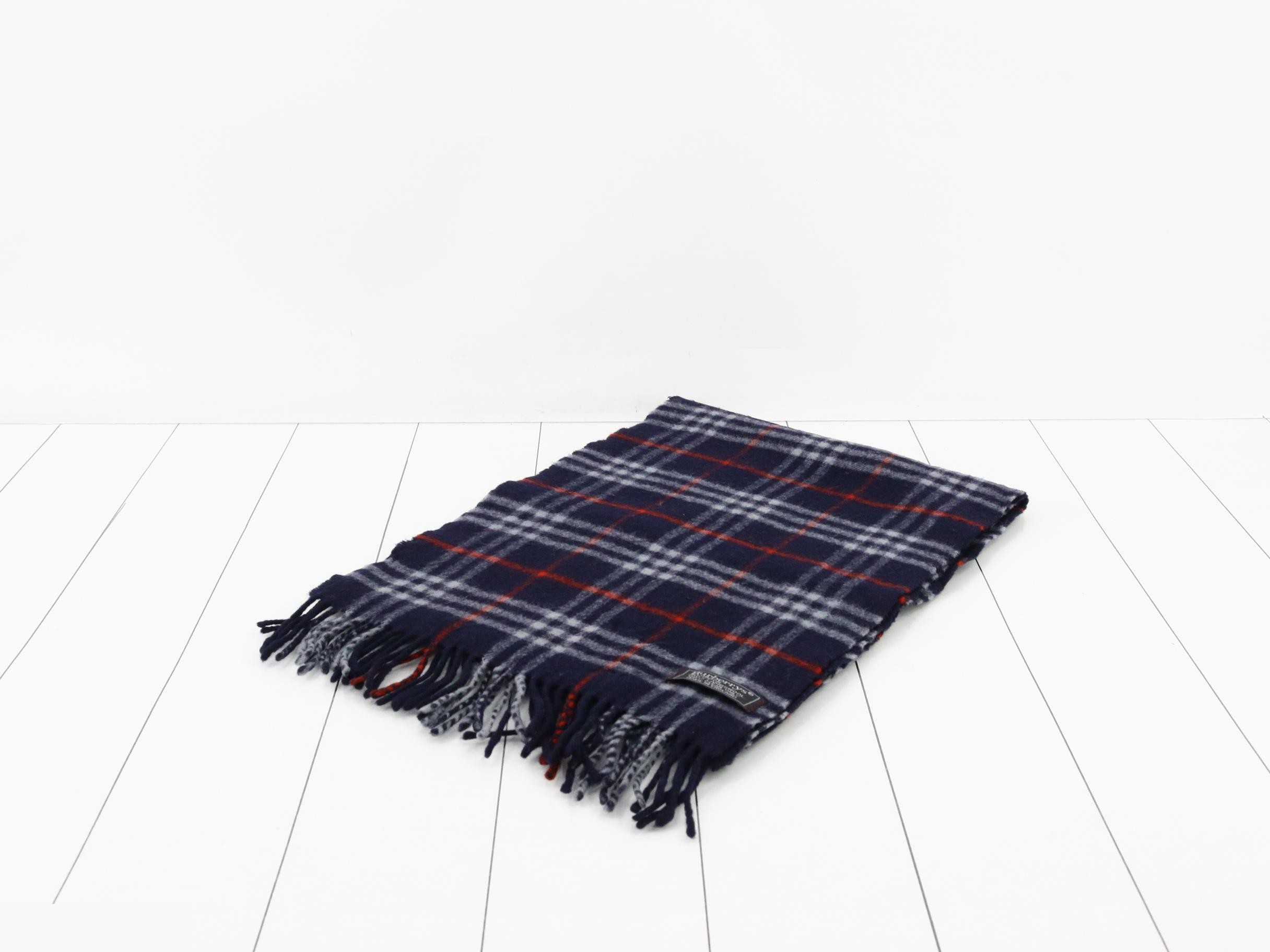 Nova Check Scarf, Navy, 100% Wool