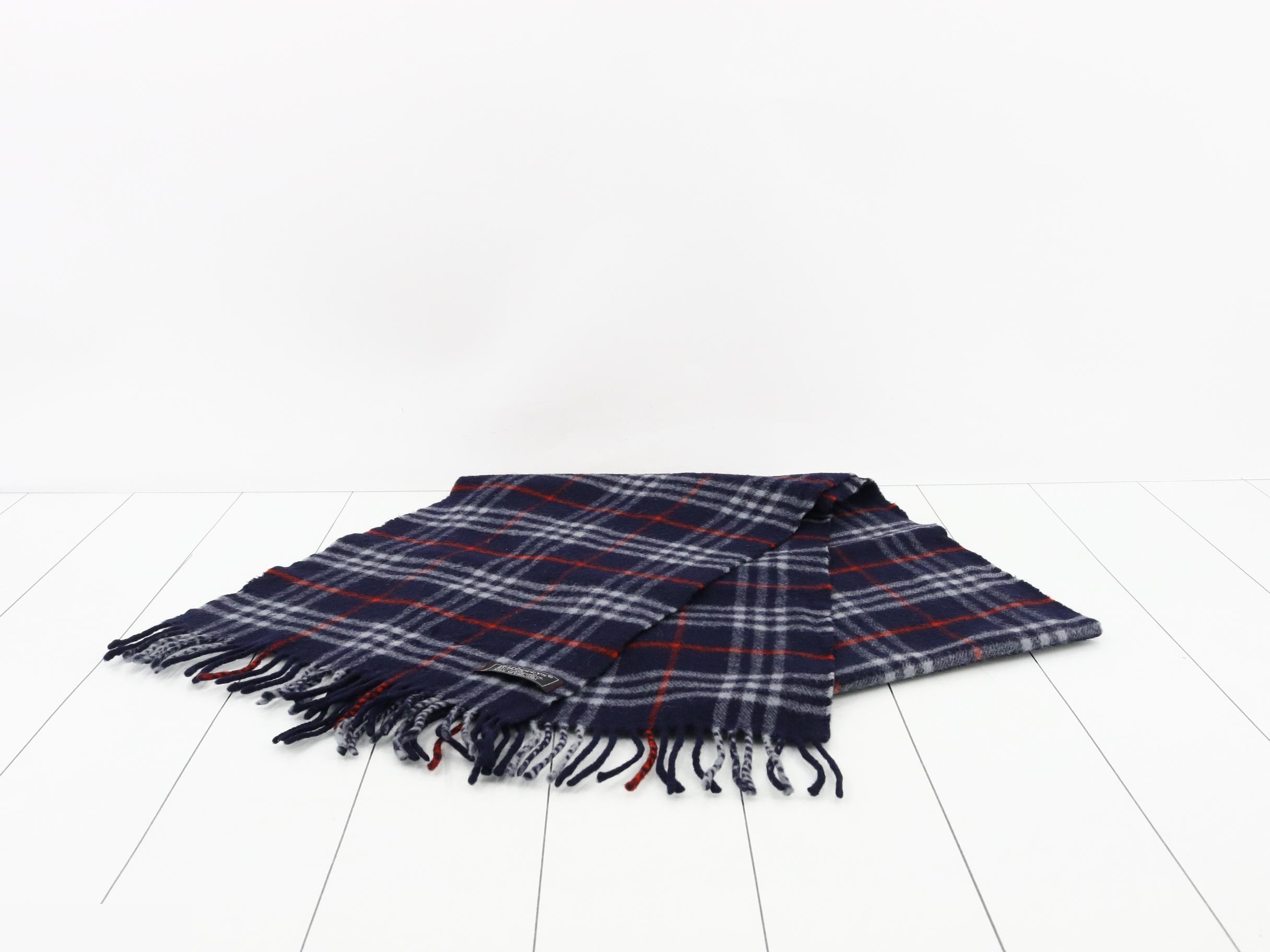 Nova Check Scarf, Navy, 100% Wool — view 2