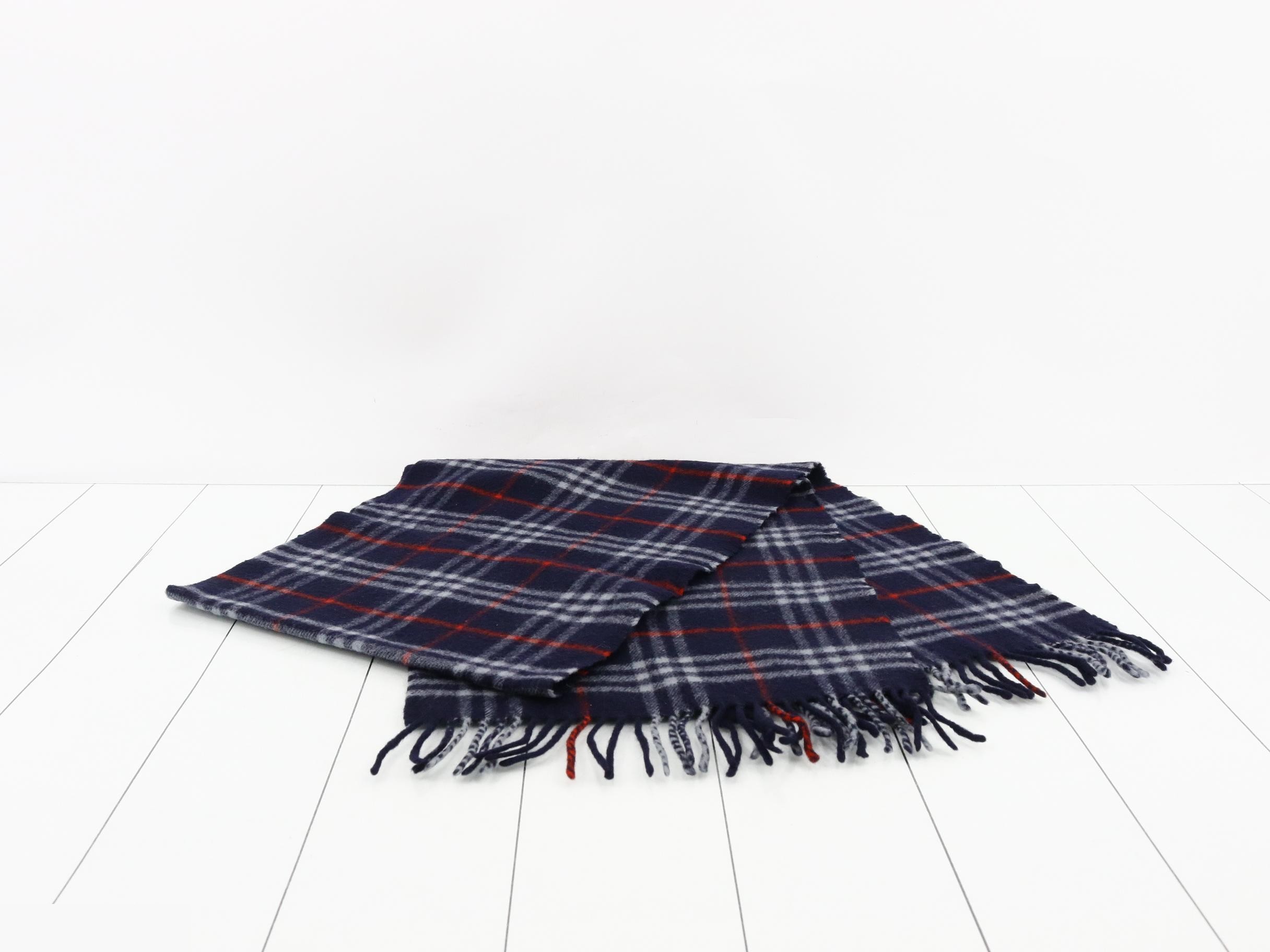 Nova Check Scarf, Navy, 100% Wool — view 3