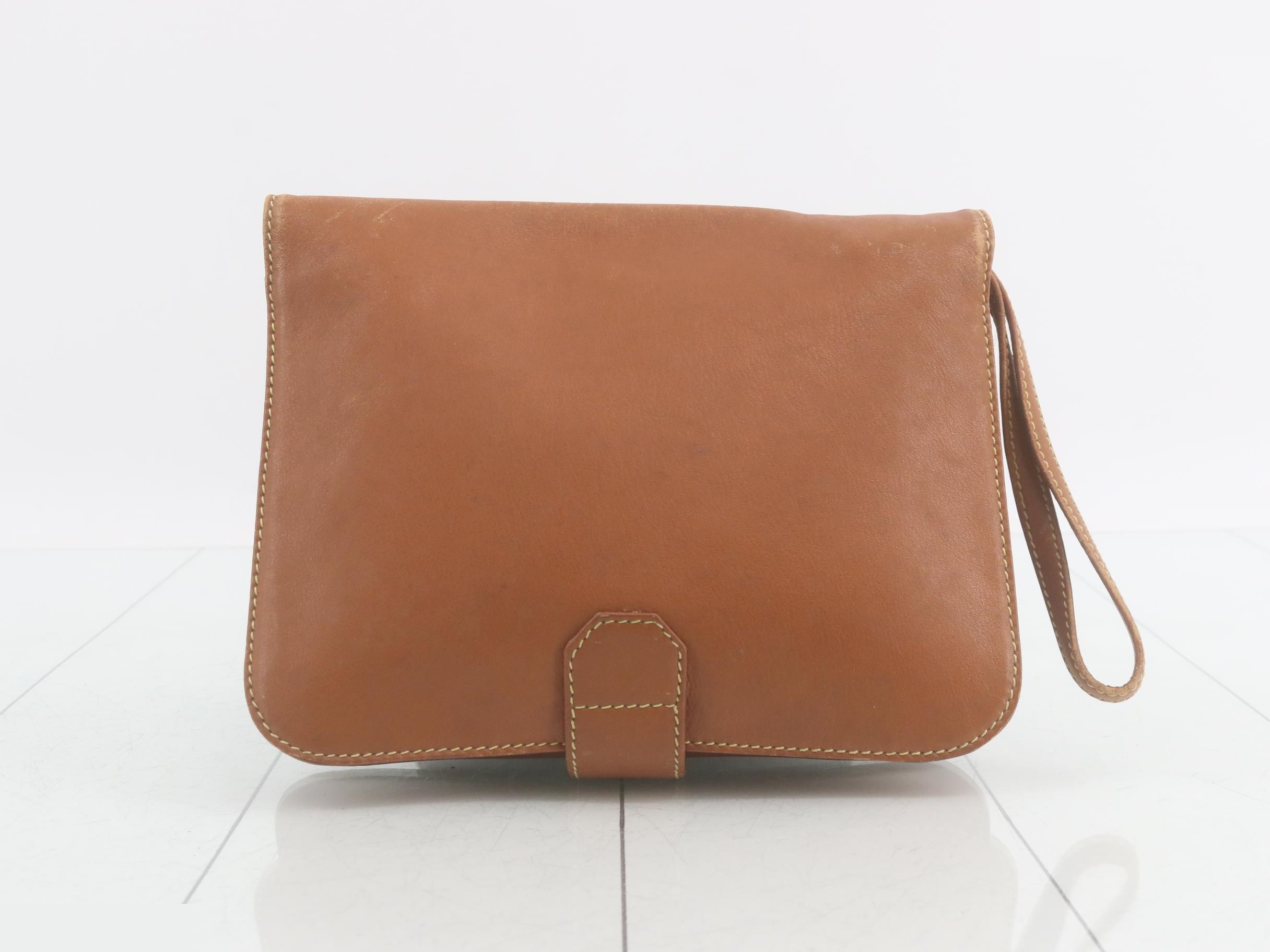 Clutch, calfskin, brown — view 2